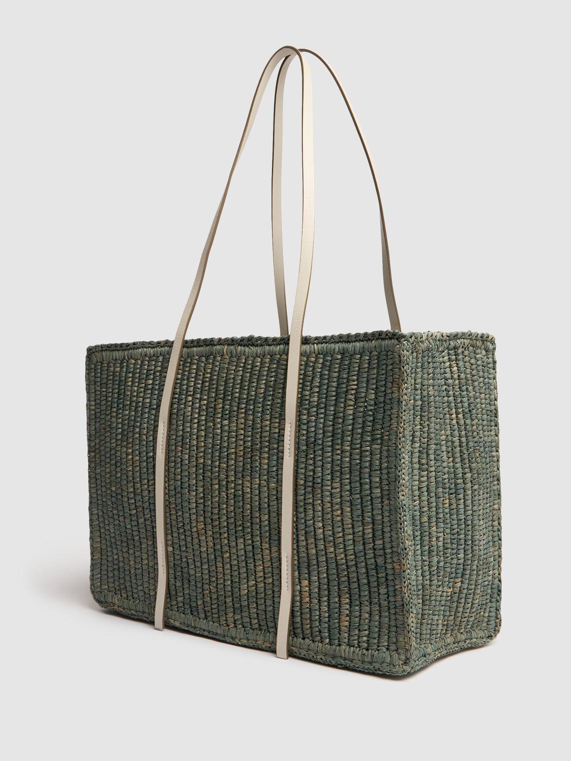【DEMELLIER】 Capri leather-trimmed raffia tote bag Capri leather-trimmed raffia tote bag in brown - De Mellier