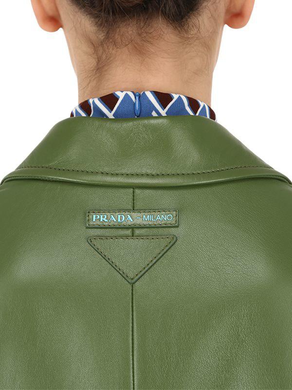 Prada Nappa Leather Jacket in Green - Lyst