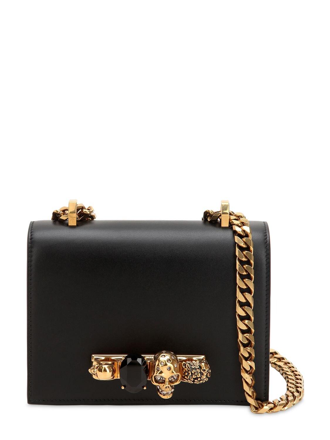 Alexander McQueen Knuckle Leather Shoulder Bag in Black - Lyst