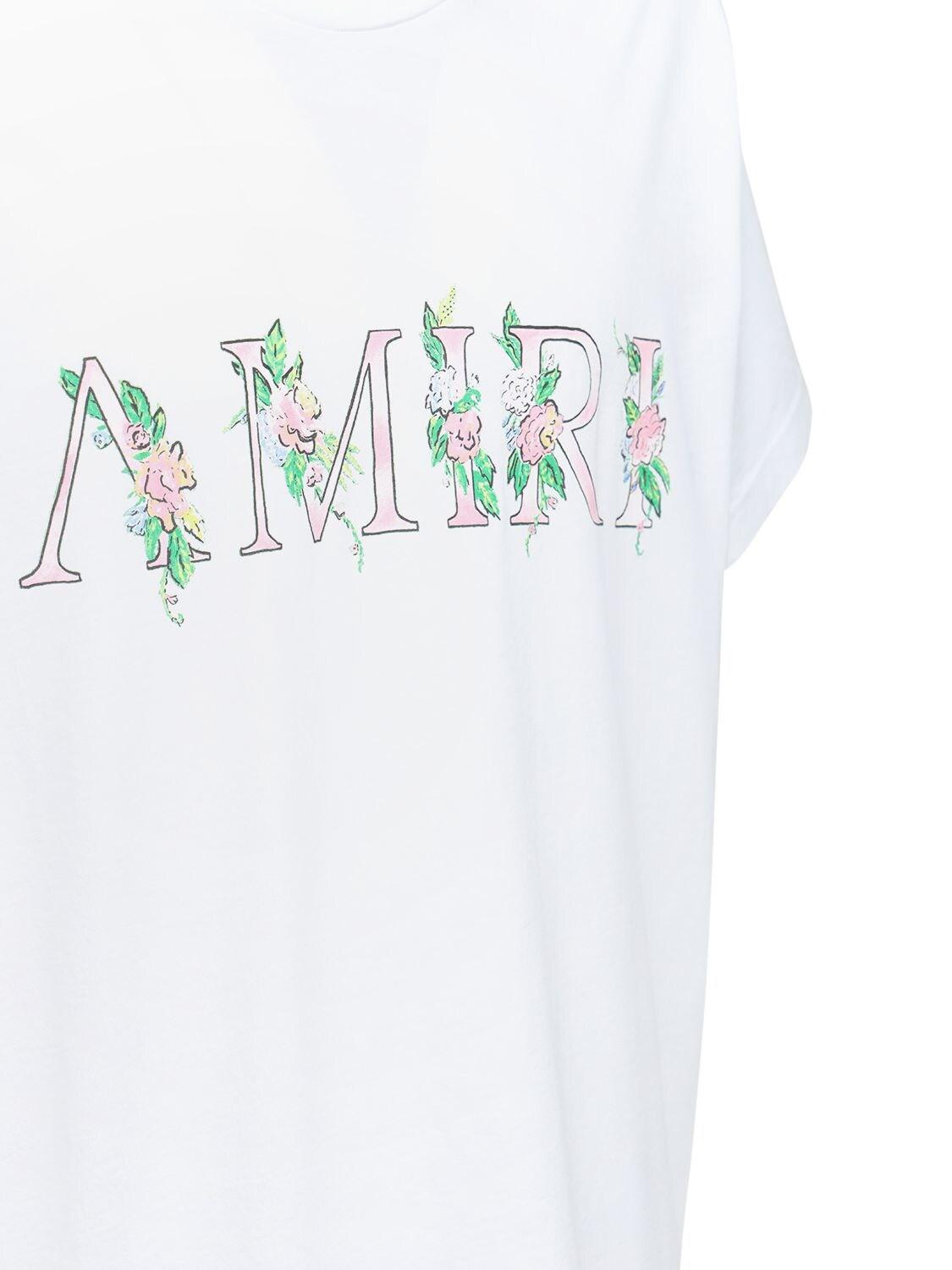 Amiri Floral Logo Print Cotton Jersey T-shirt in White for Men | Lyst