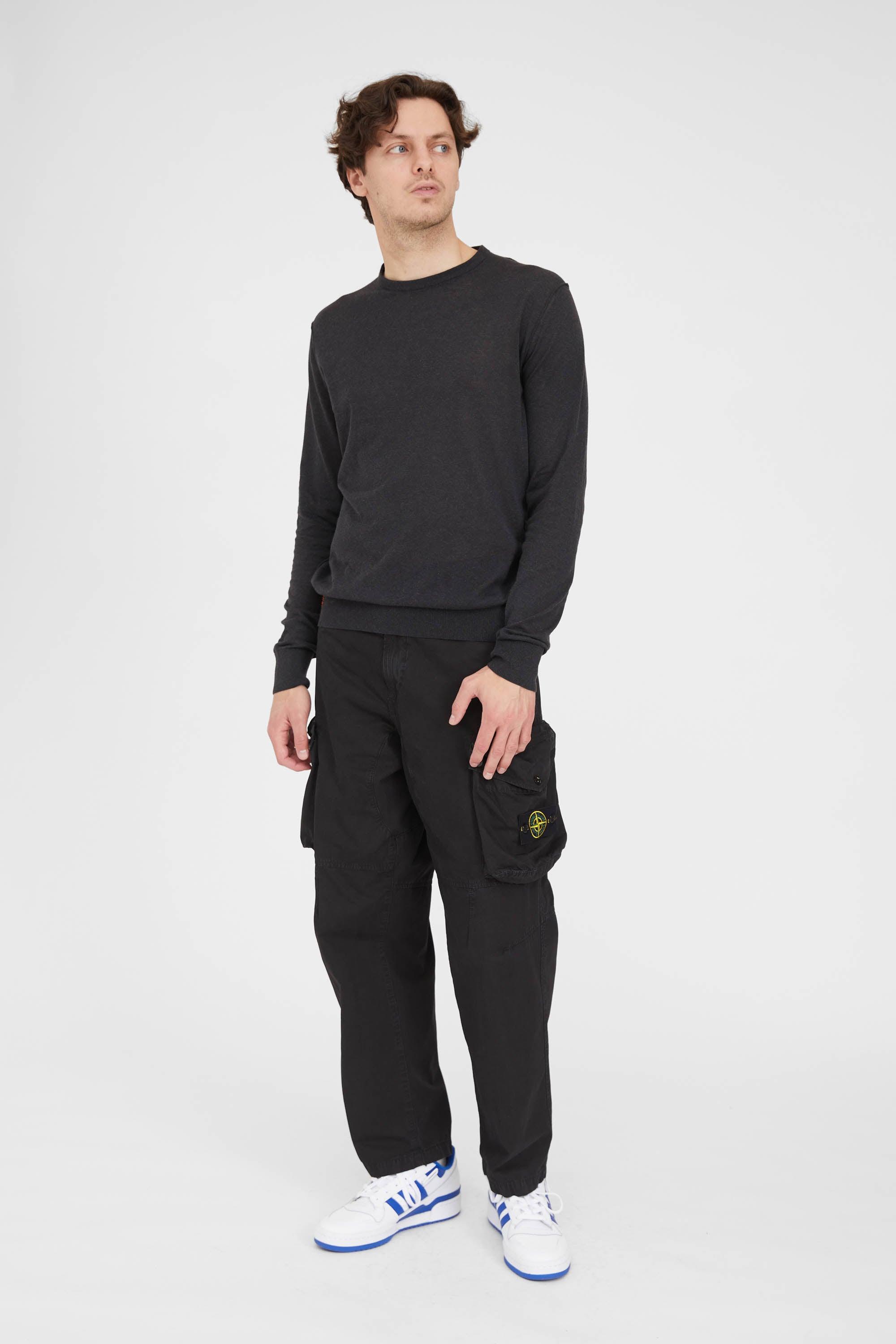 Stone Island 319wa Brushed Cotton Canvas Loose Cargo Pants in Black for Men  | Lyst
