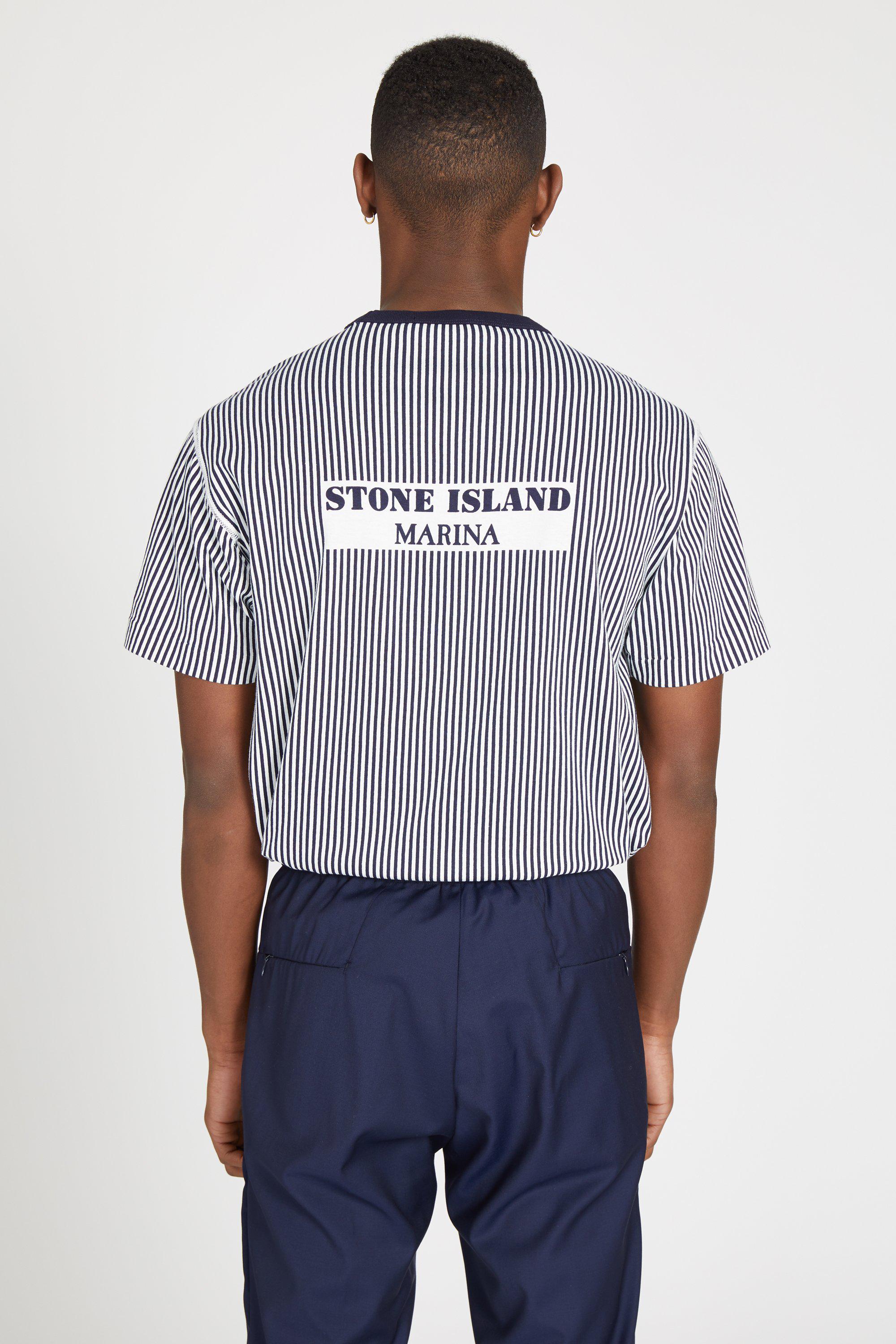 Stone Island 233x2 Marina Cotton Jersey Tshirt in Blue for Men - Lyst