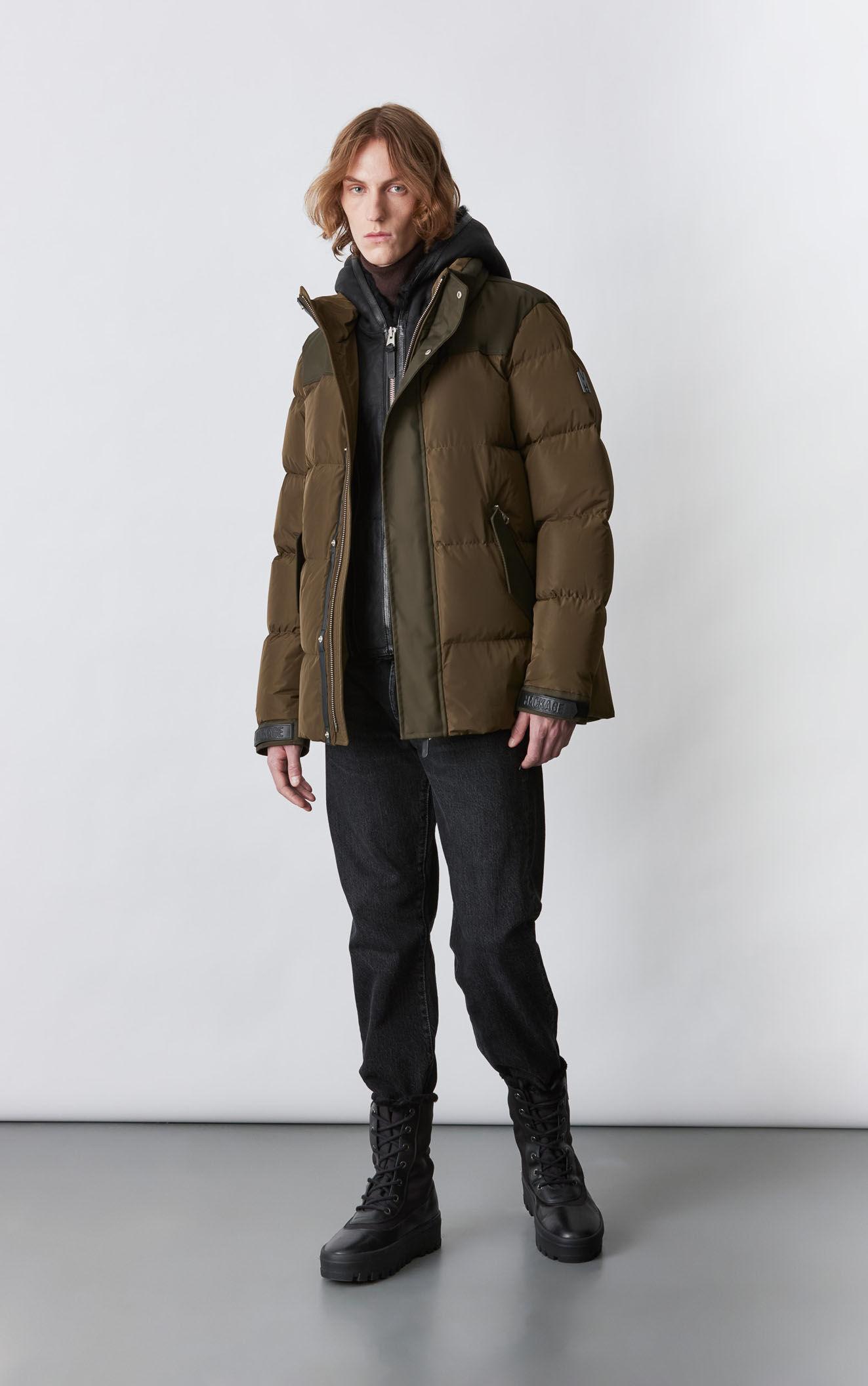 Mackage Reynold Down Coat With Removable Shearling Bib And Hood In