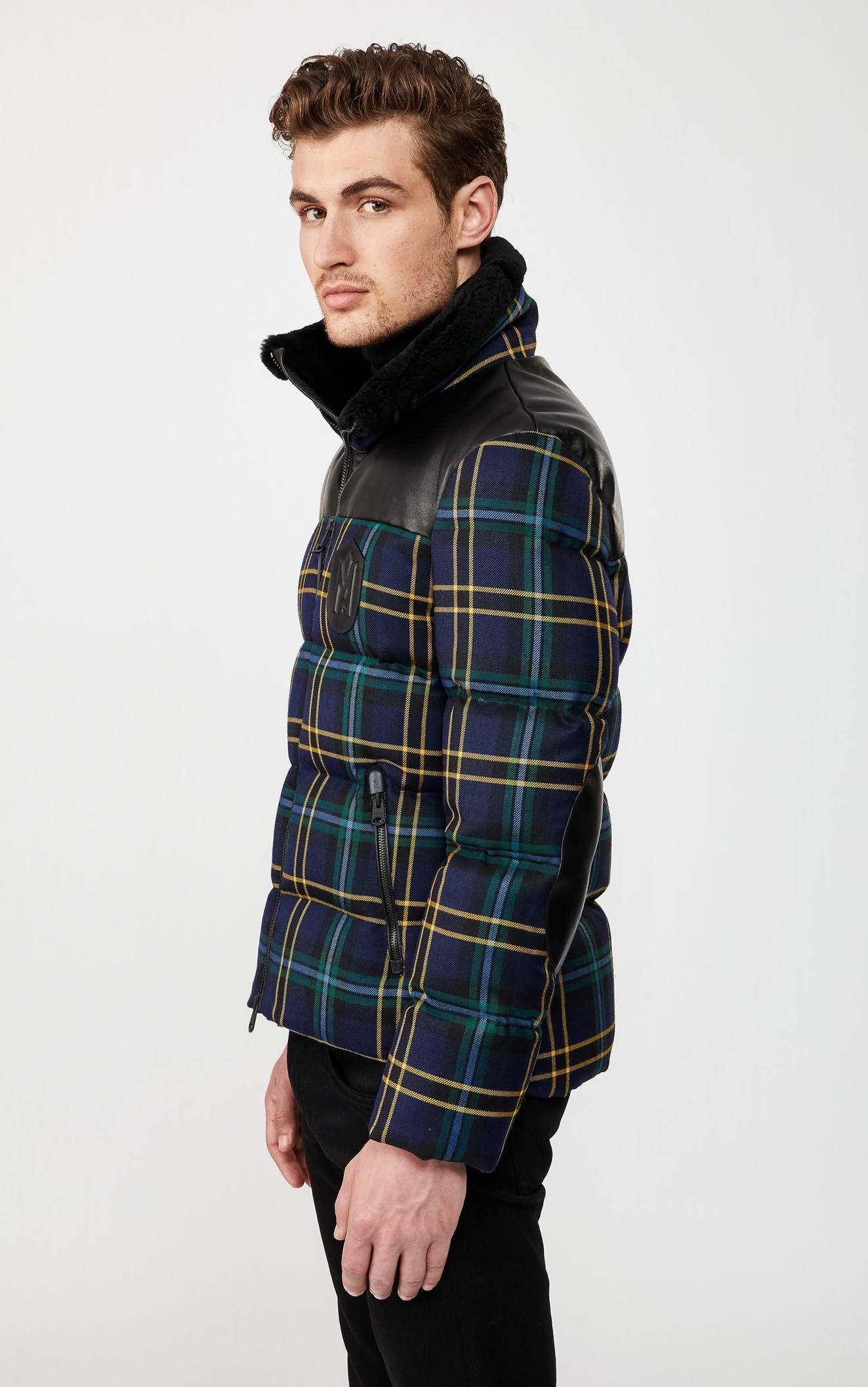 Mackage Edgar Wool Tartan Down Jacket With Leather Accents In Green Men for Men Lyst