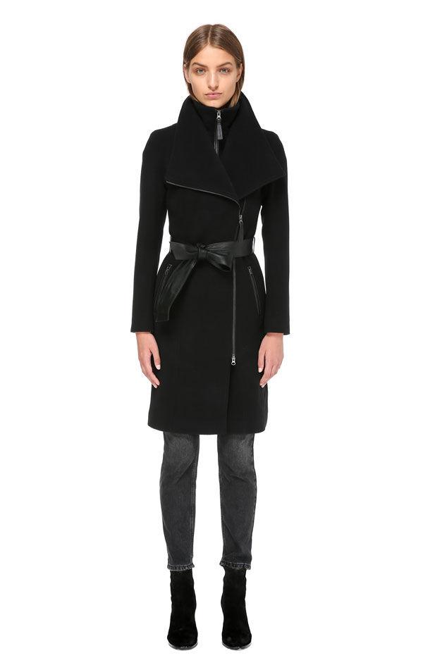 mackage nori belted wide lapel coat