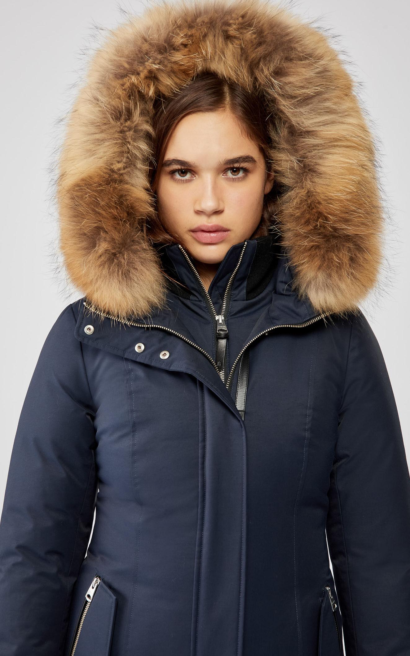 Mackage Harlowe Down Coat With Removable Natural Fur In Navy Women in