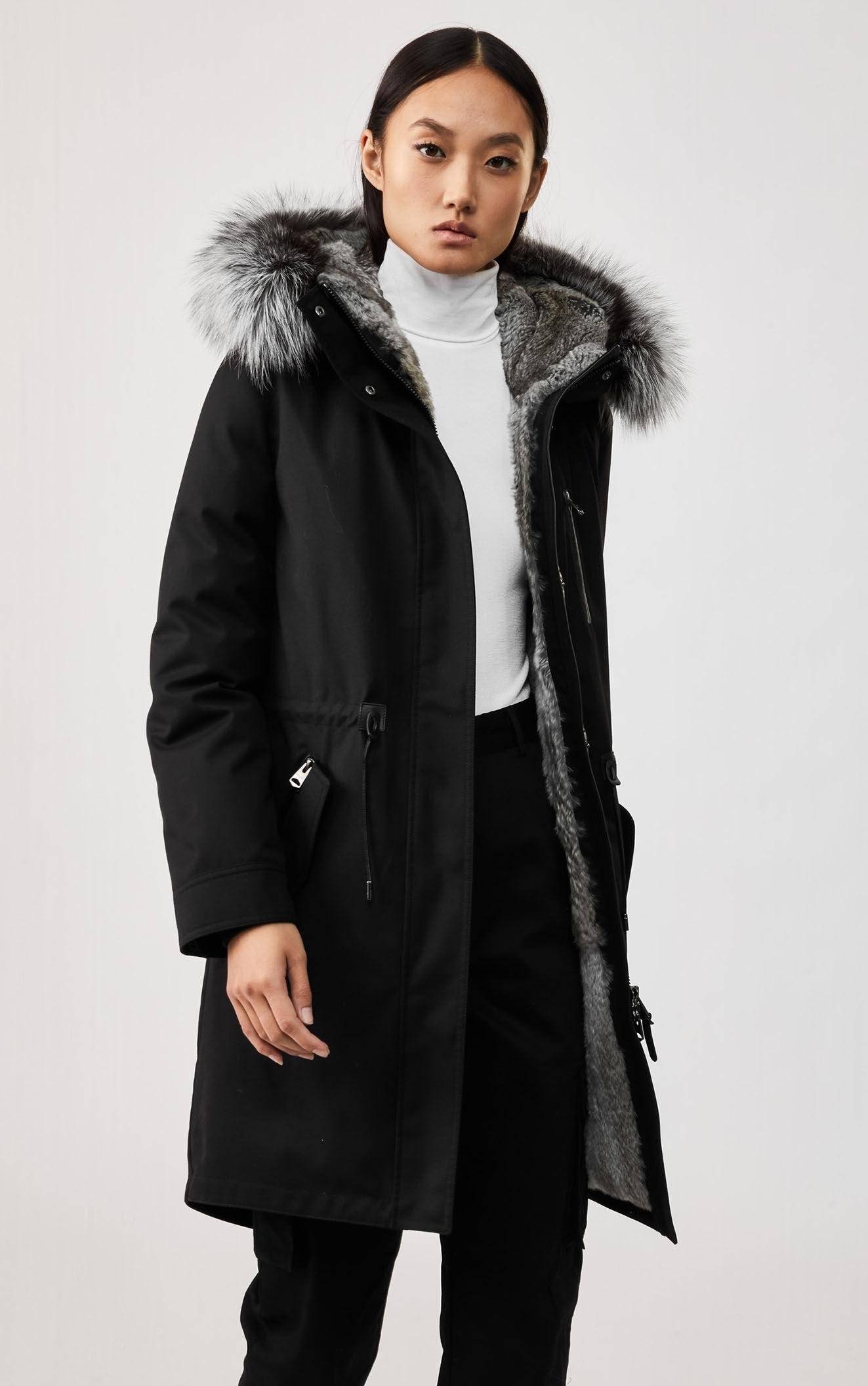 Mackage Rena Fur-lined Parka With Silverfox Fur Trim In Black/silver - Lyst
