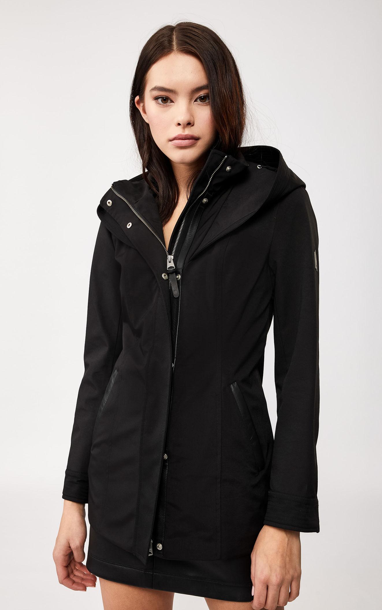 Mackage Leather Alba Rain Jacket With Signature Hood In Black Women