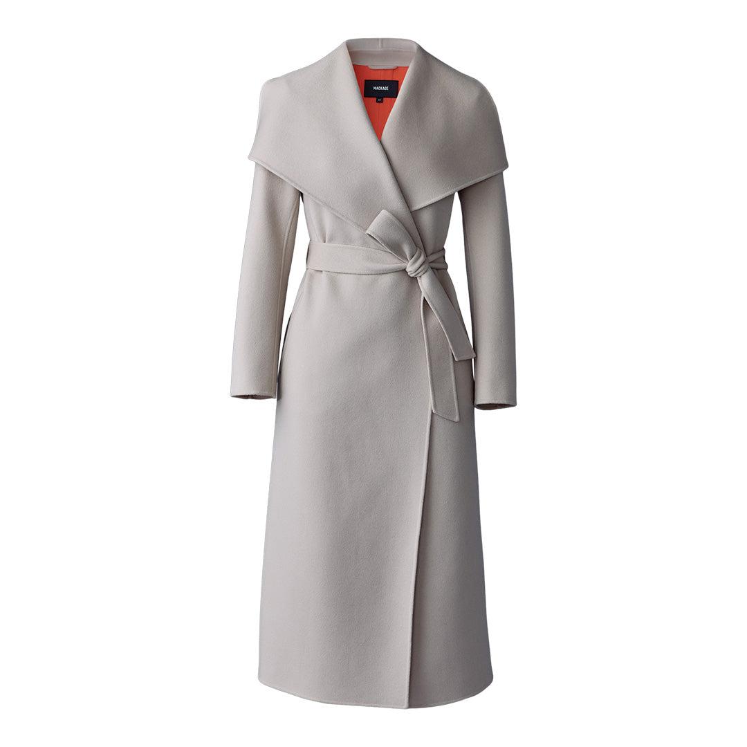 洗礼されたデザイン【Mackage】MAI-LST Double-FaceStripe Coat Mackage Mai-Lst Double-Face Wool Stripe Wrap Coat in Gray | Lyst