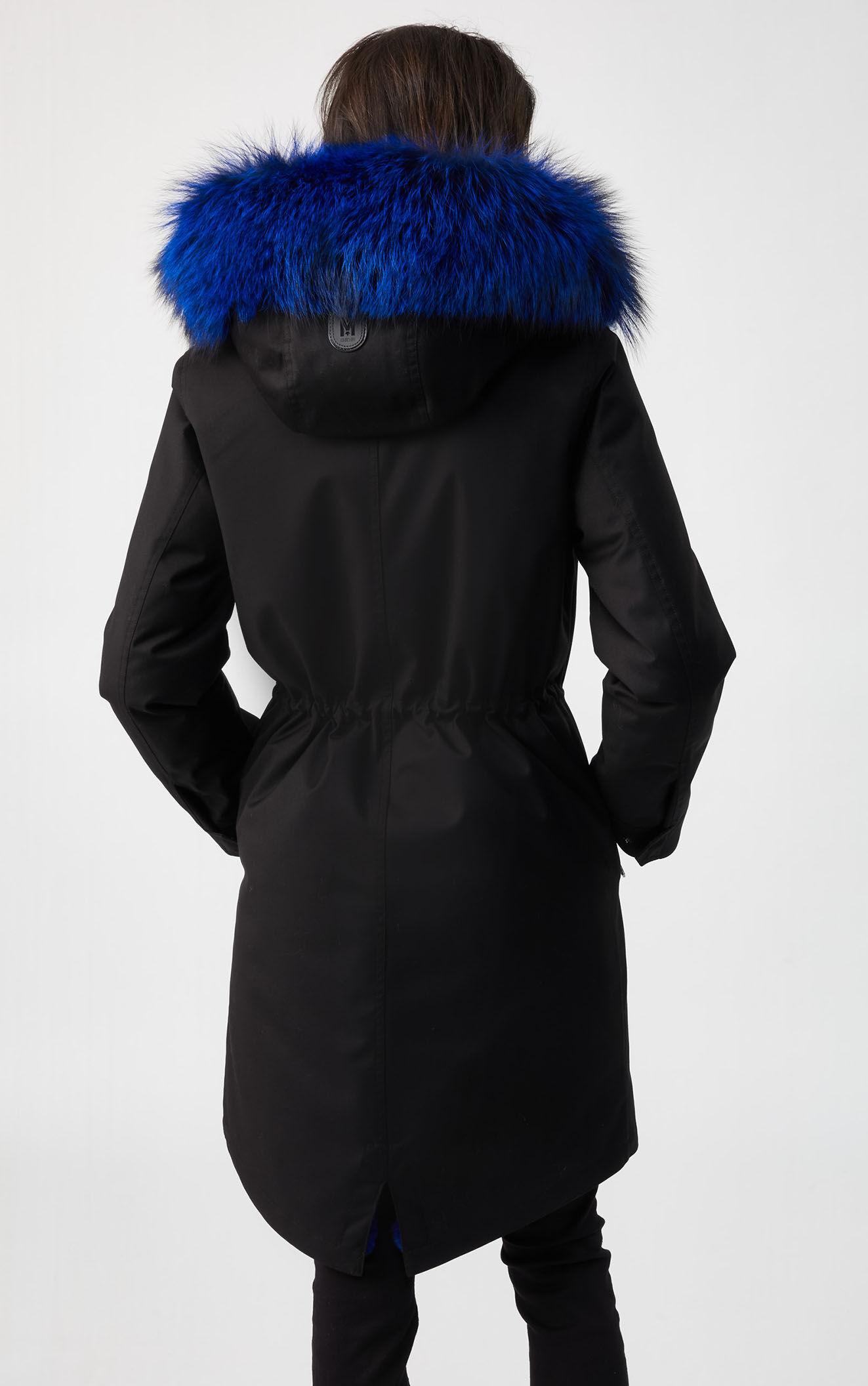 Blue fur lined coat Clearance