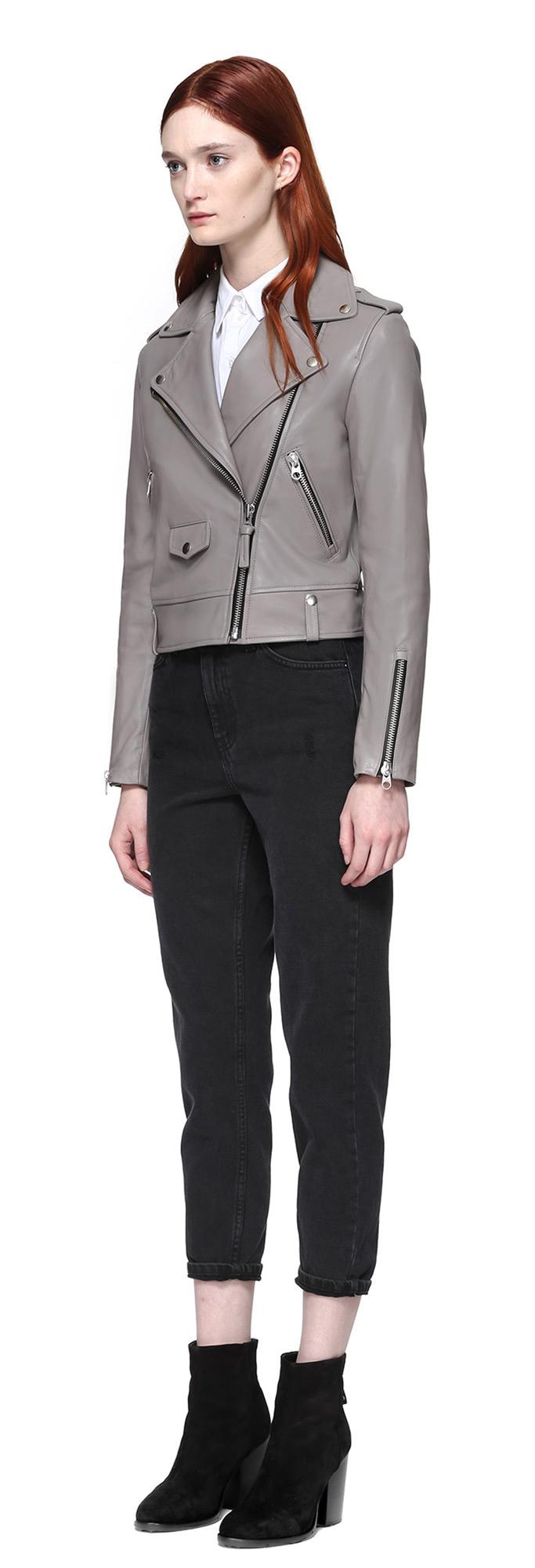 Mackage Baya Classic Moto Leather Jacket In Mineral Black Lyst Gallery