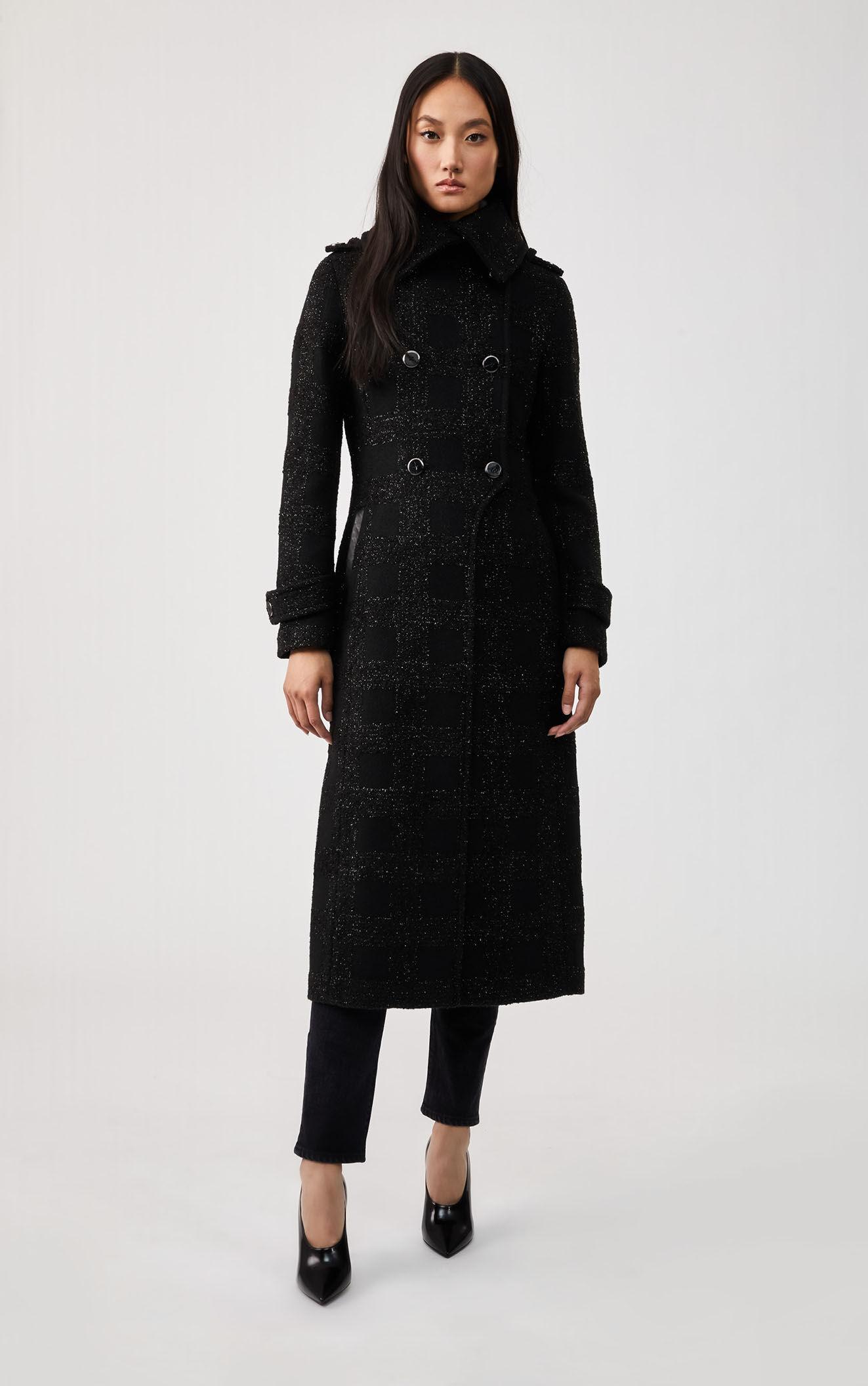 Mackage Elodie Shimmer Wool Doublebreasted Coat In Black Women Lyst