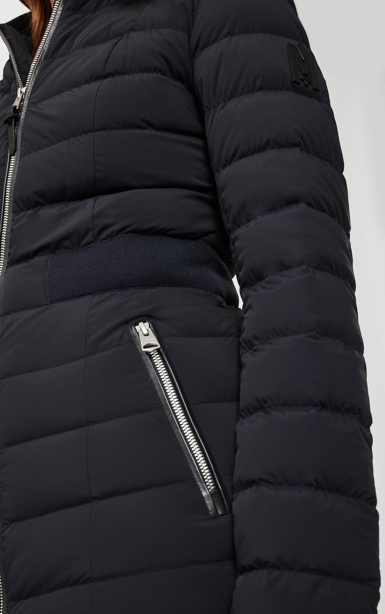 Mackage Leather Kaila Lightweight Down Jacket With Hood In Navy Women