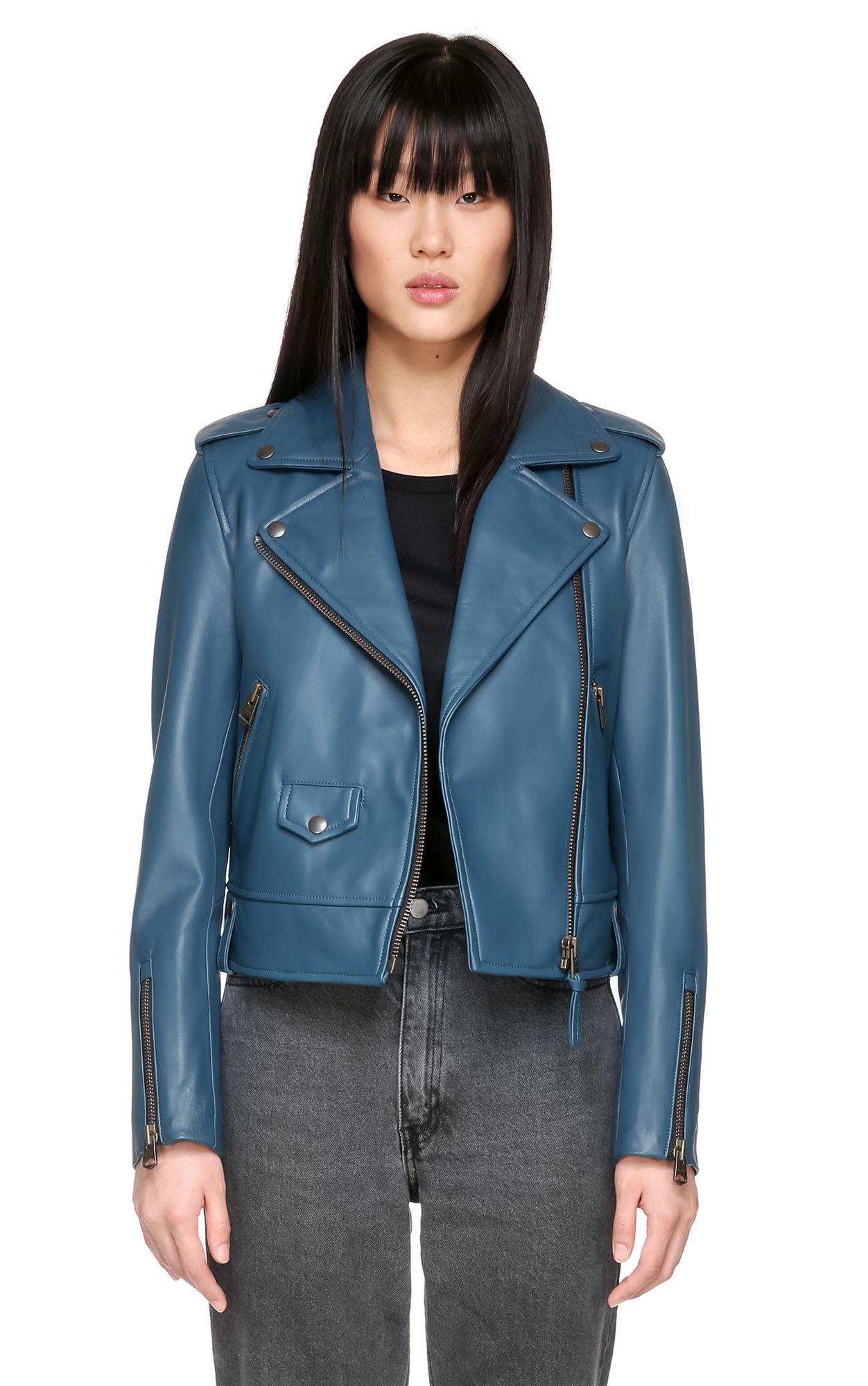 Lyst Mackage Baya Classic Moto Leather Jacket In Blue Gallery