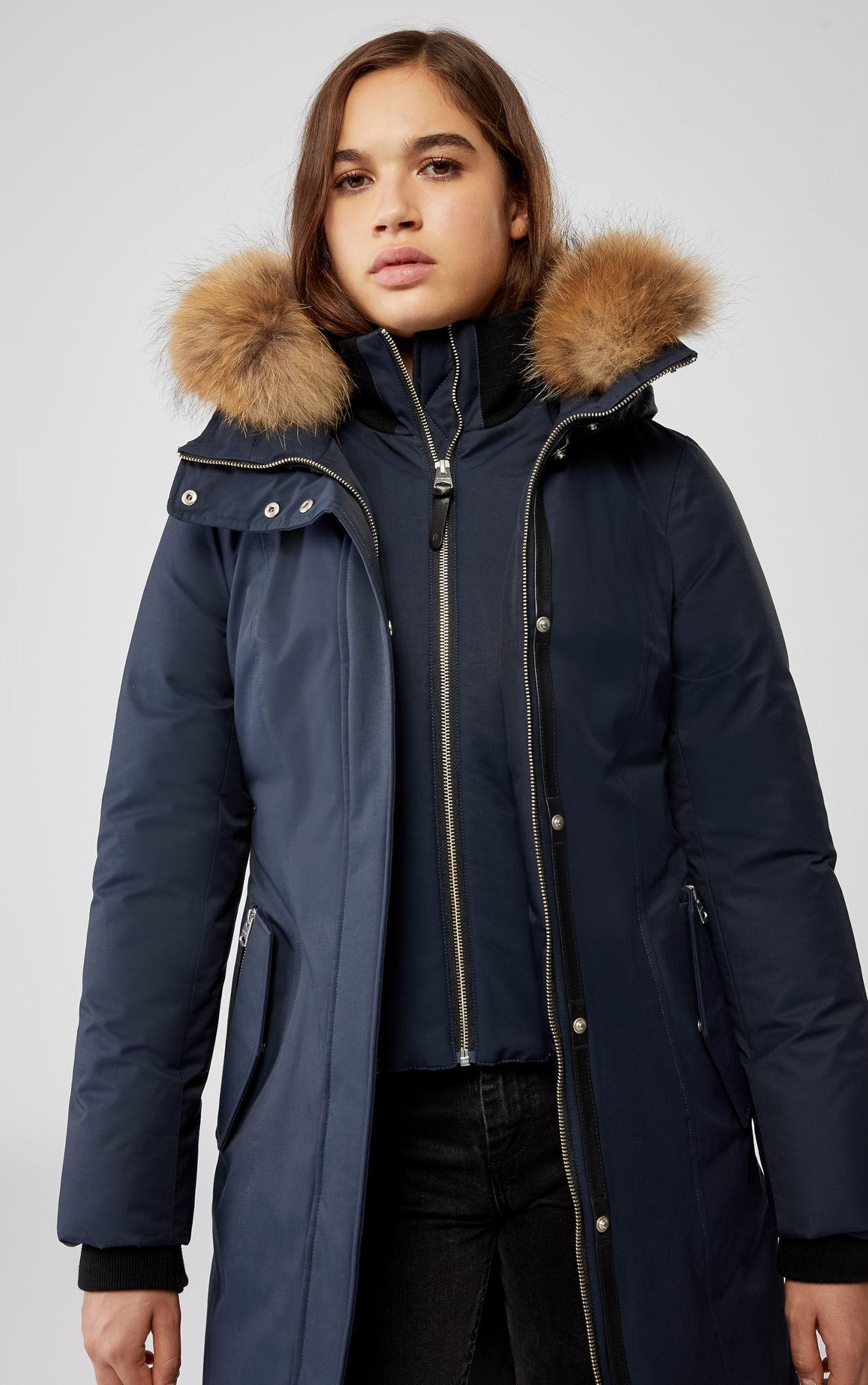 Mackage Harlowe Down Coat With Removable Natural Fur In Navy Women in