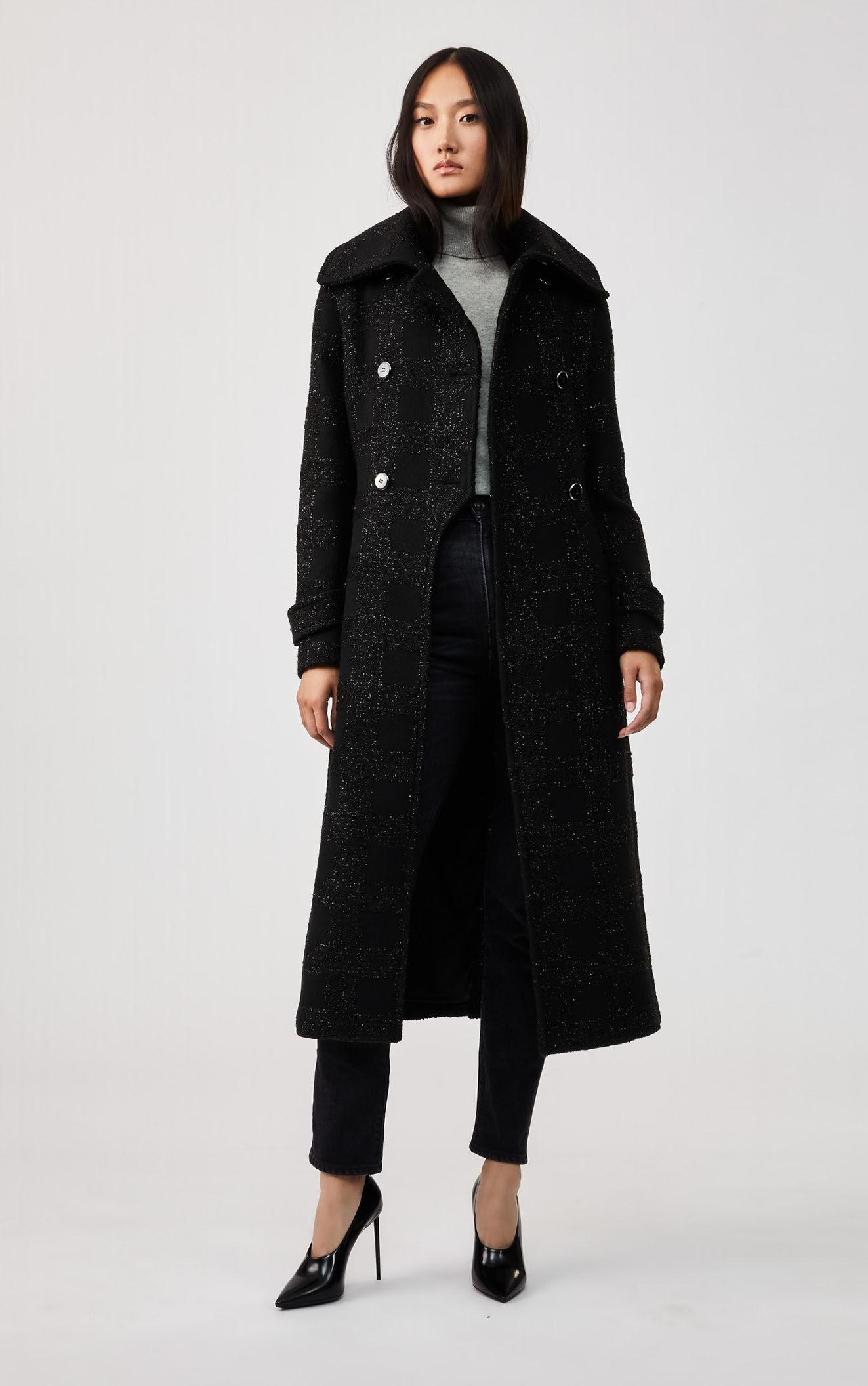 Mackage Elodie Shimmer Wool Double-breasted Coat In Black - Women | Lyst