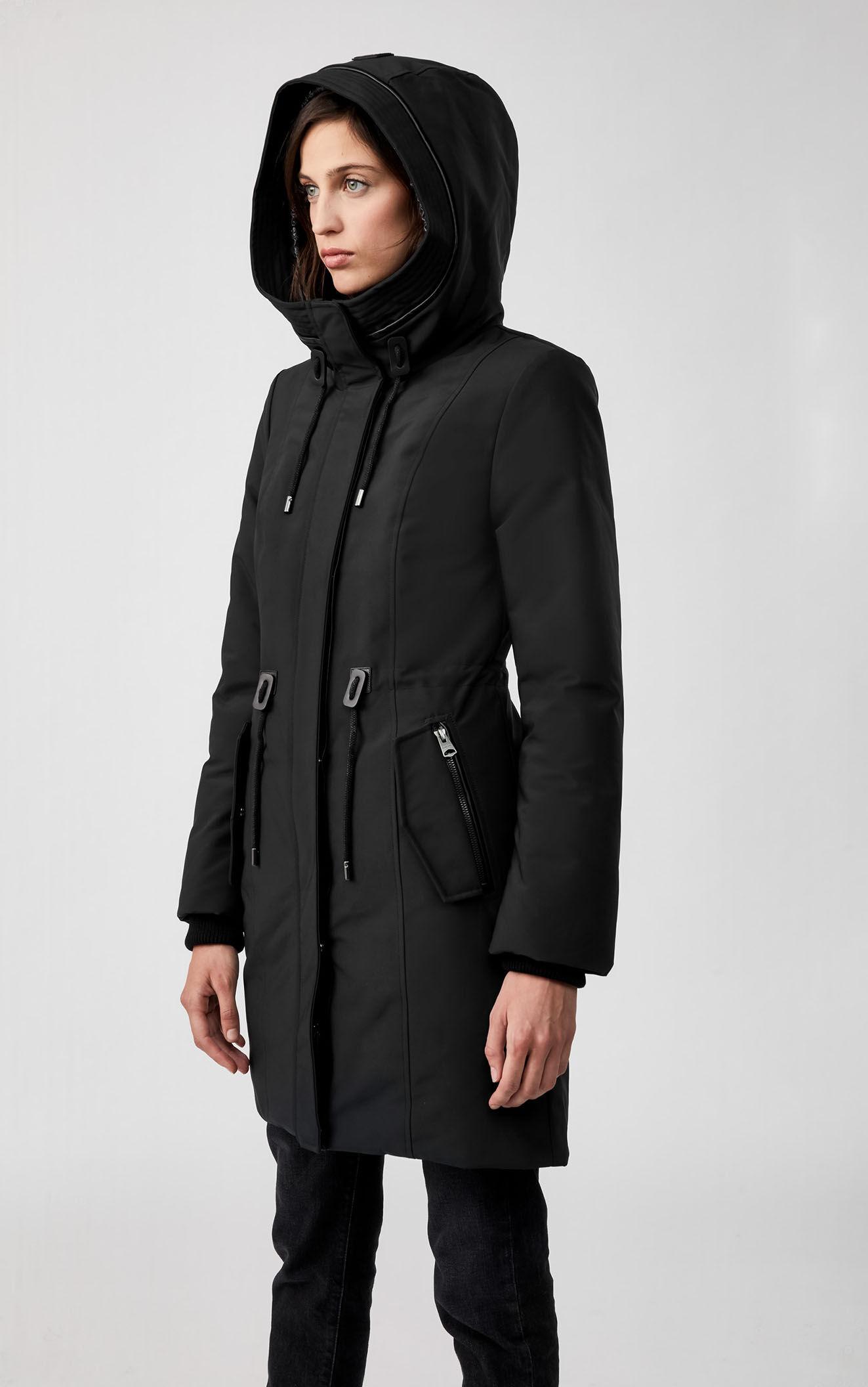 Mackage Fleece Beckah Down Parka With Removable Ribbed Collar In Black ...