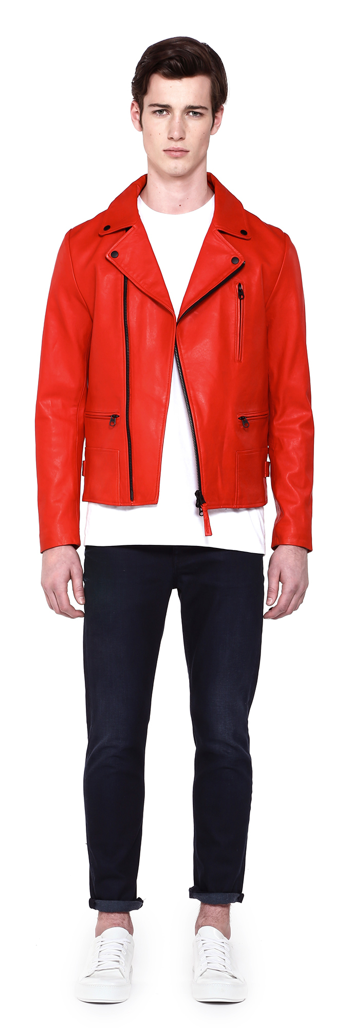 mackage red leather jacket