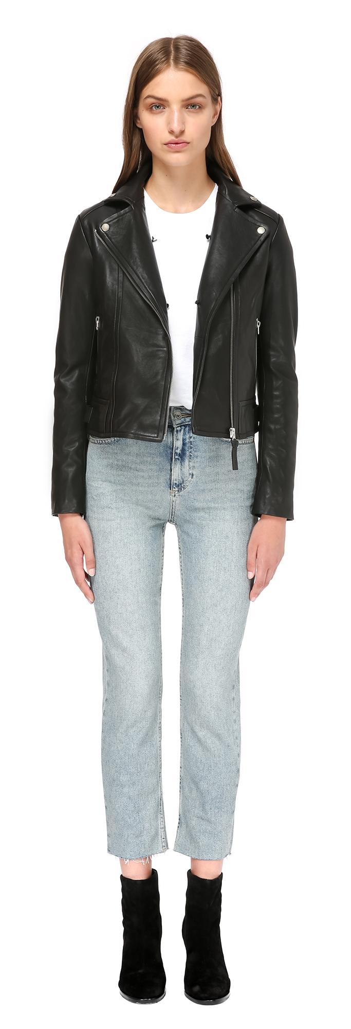 Lyst Mackage Yoana Sp Biker Leather Jacket With Fur Collar In Gallery