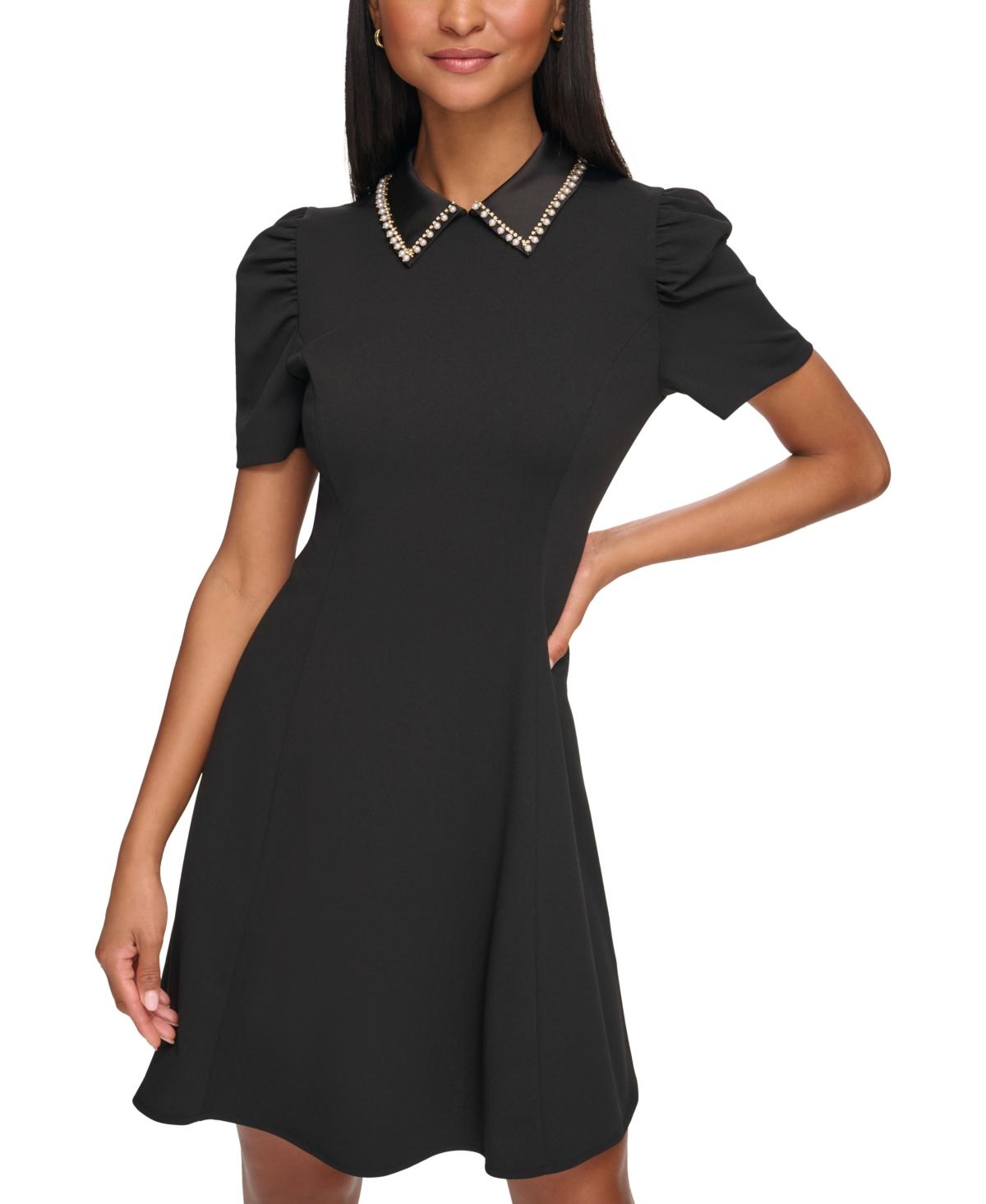 KARL LAGERFELD Embellished-collar Mini Dress in Black | Lyst