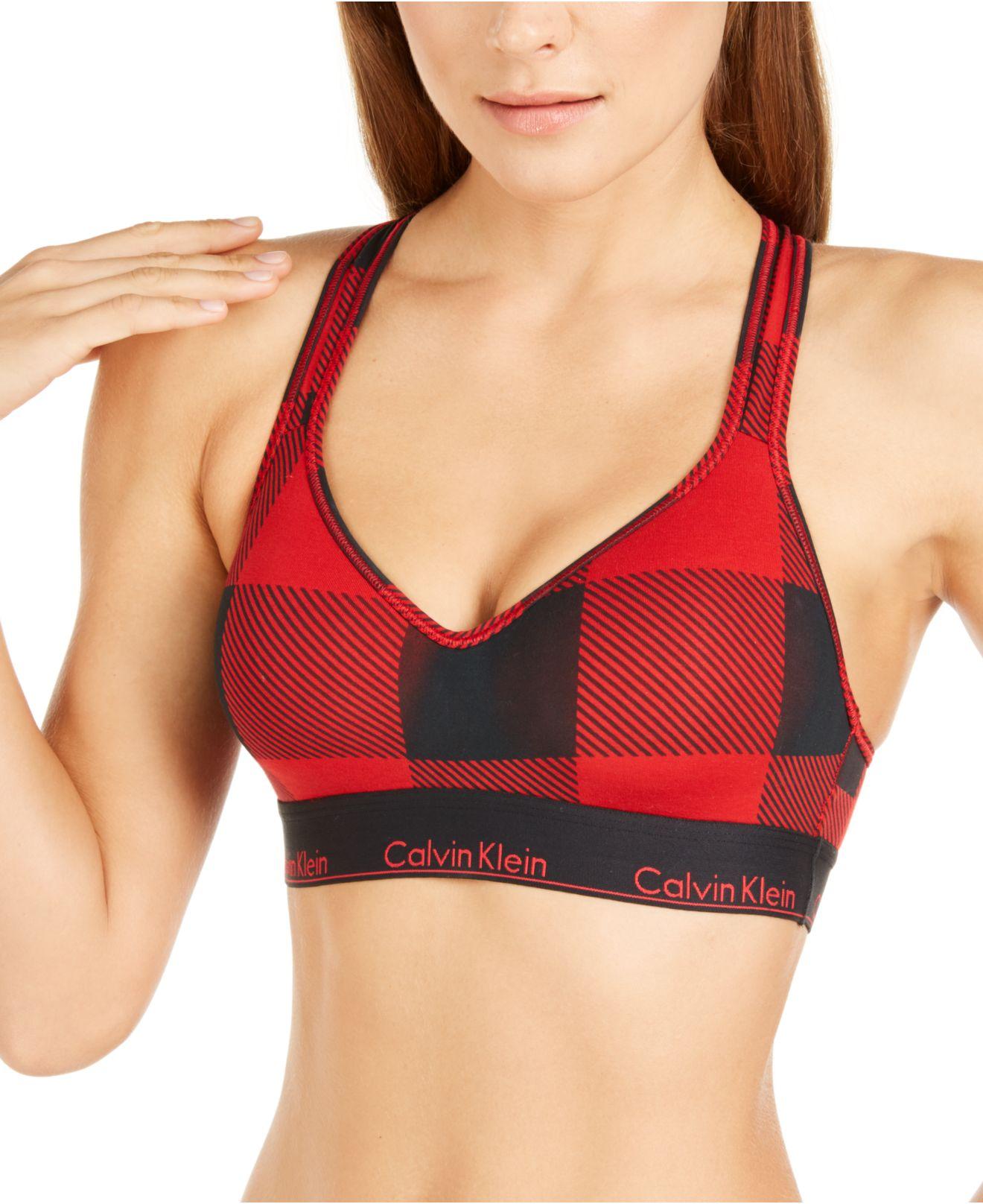 Calvin Klein Modern Cotton Padded Bralette Qf1654 in Red - Lyst