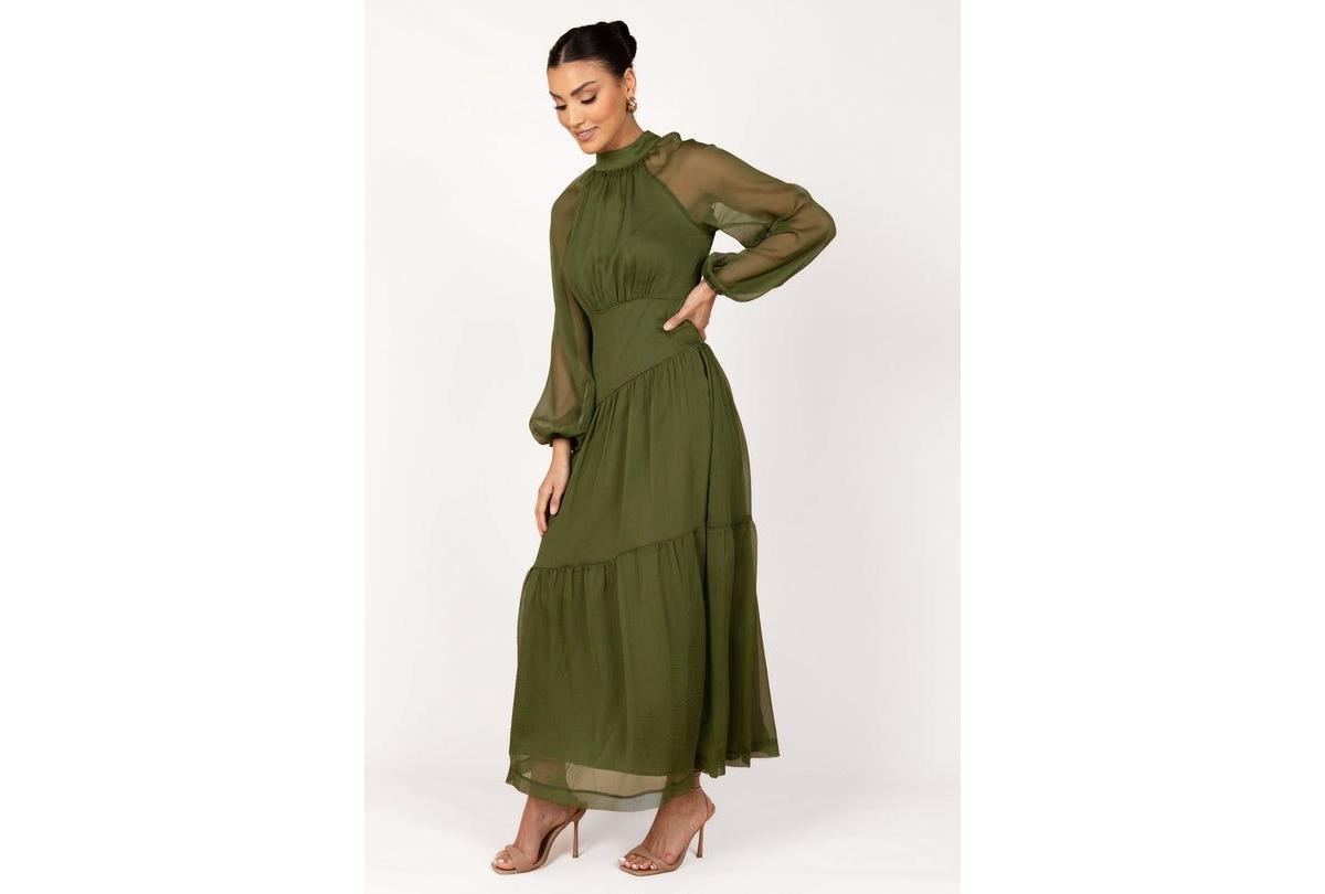 long sleeve maxi dress macys CeCe Women's Long Sleeve Plisse Ruffle Maxi Dress