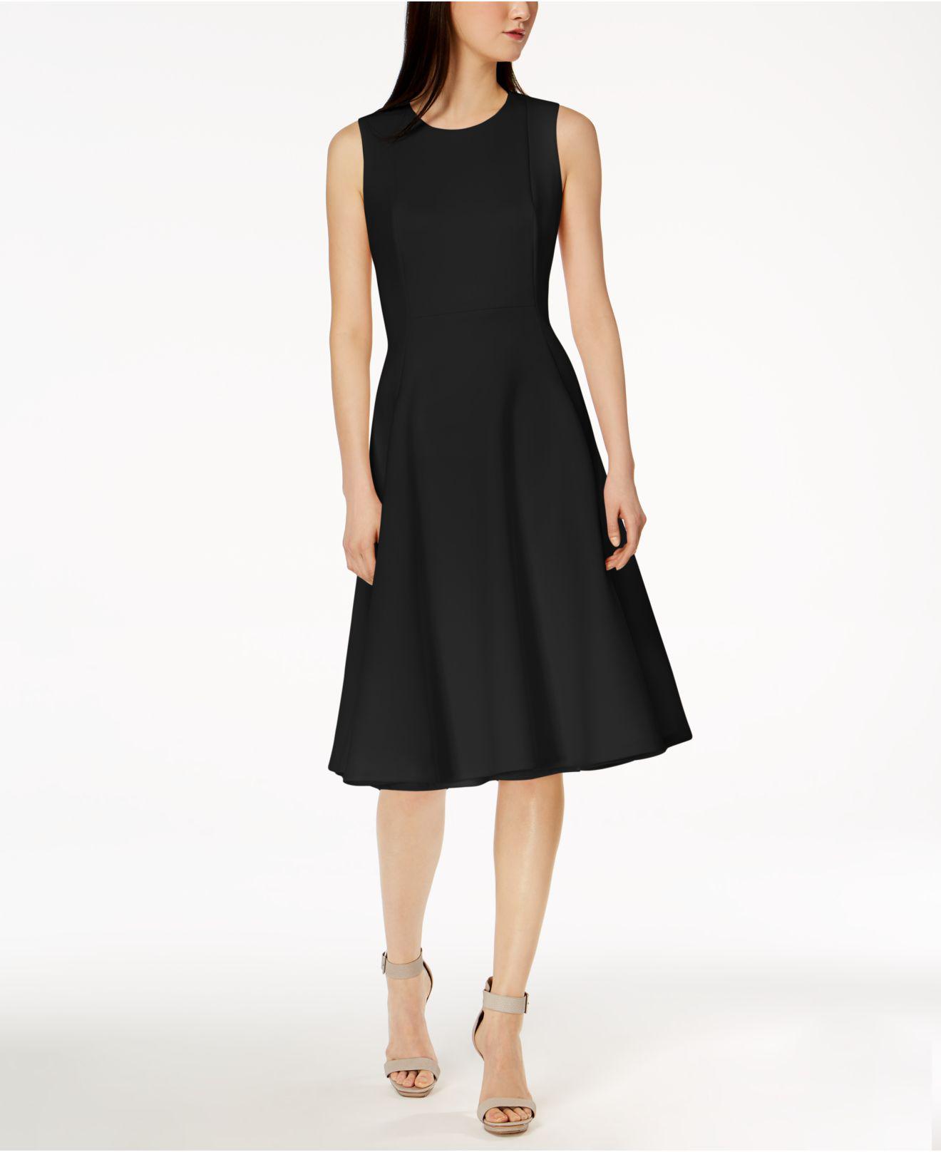 calvin klein black fit and flare dress