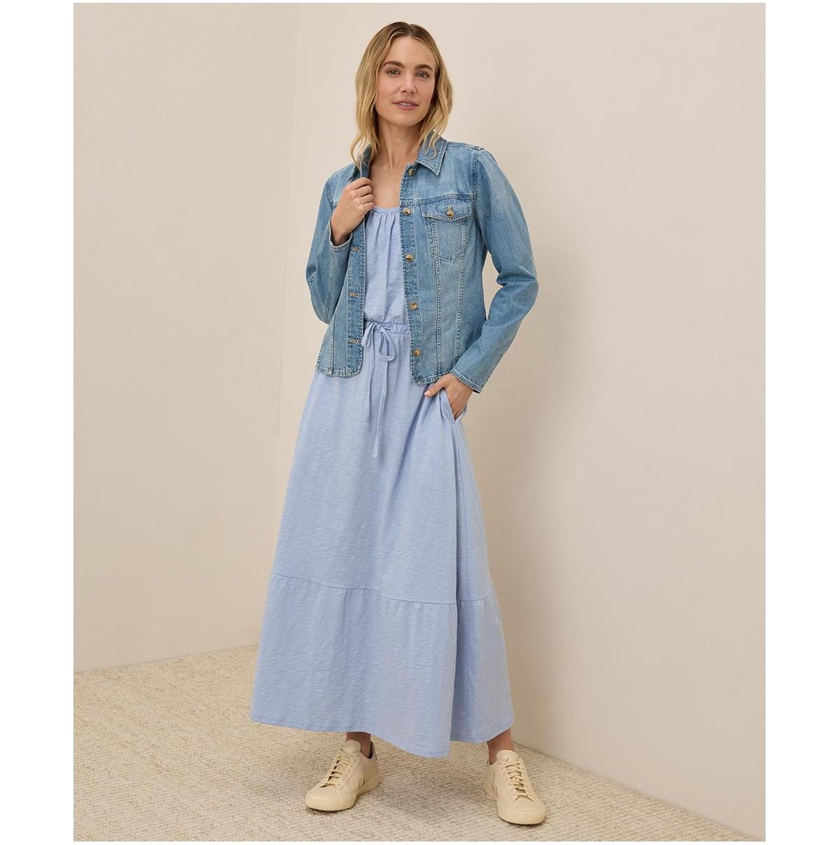 Pact Organic Cotton Relaxed Slub Tank Maxi Dress in Blue | Lyst