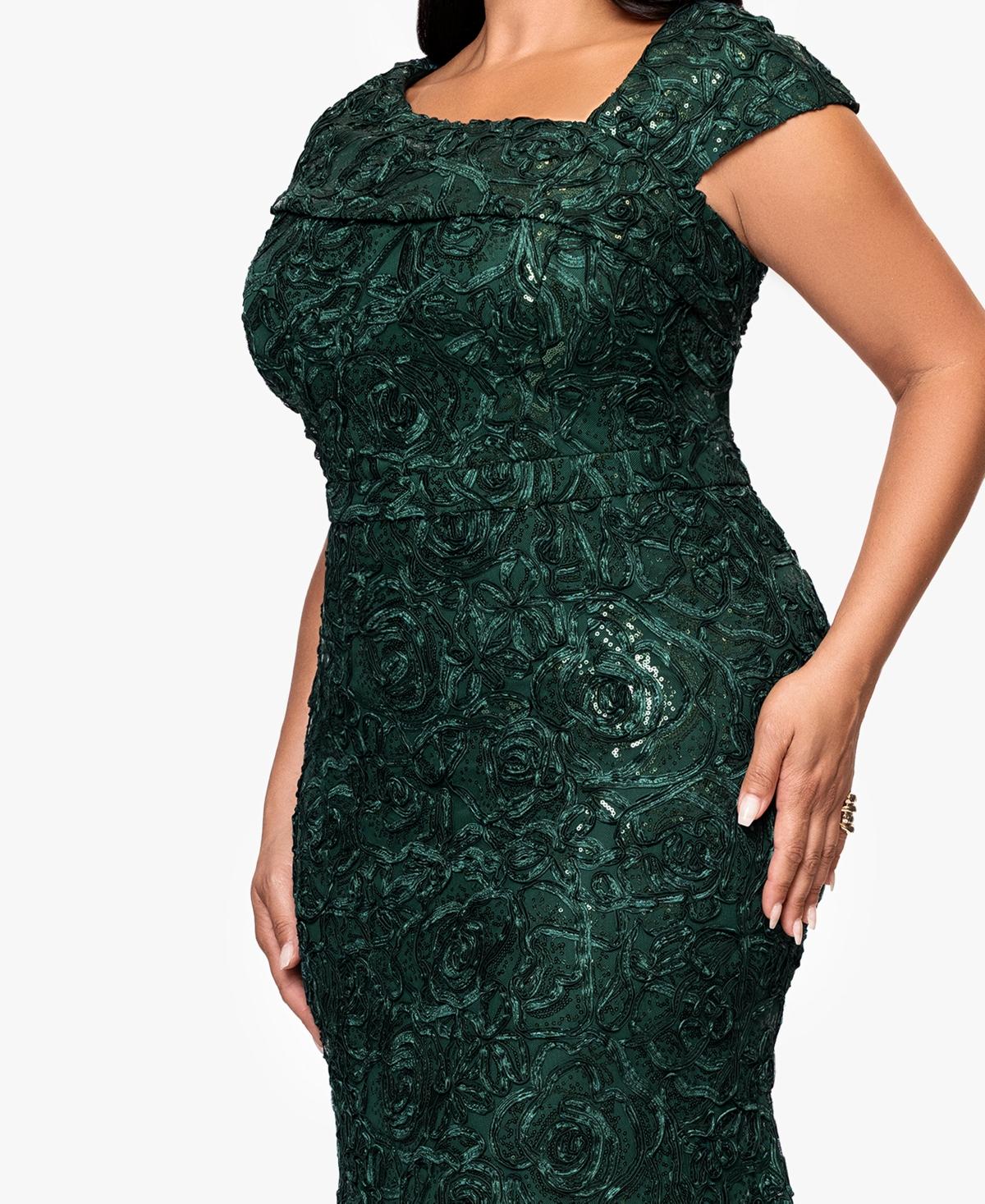 white christmas dresses Xscape Plus Size Short-Sleeve V-Neck Long Dress - Midnight