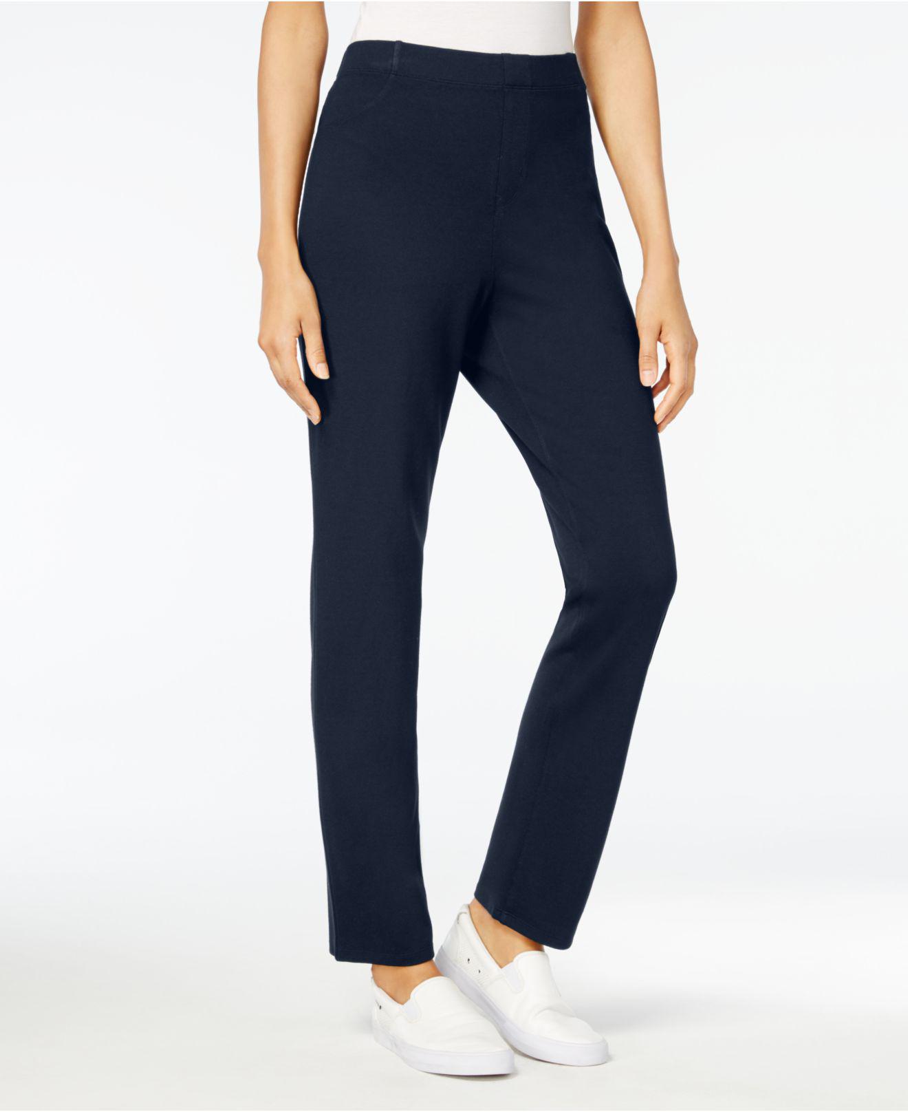 Karen Scott Synthetic Petite Comfort Pull-on Pants, Created For Macy's in Blue - Lyst