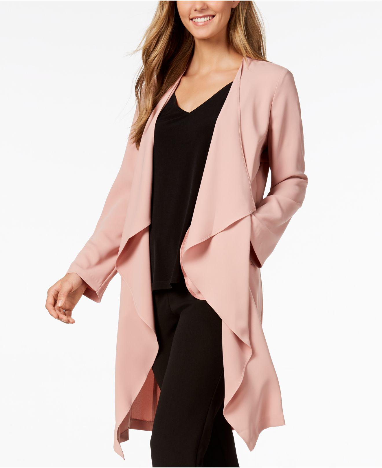 draped open front jacket