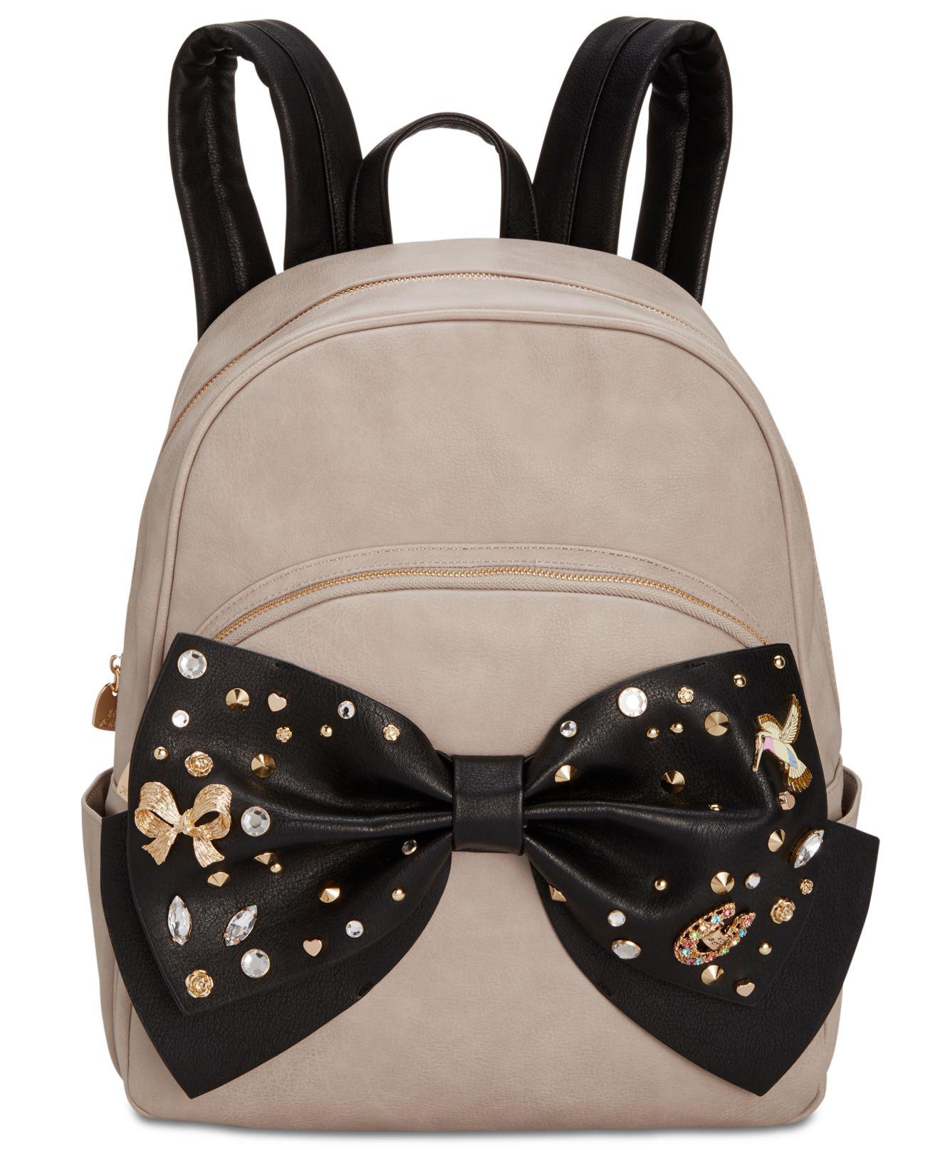 Betsey Johnson Bow Medium Backpack in Gray | Lyst