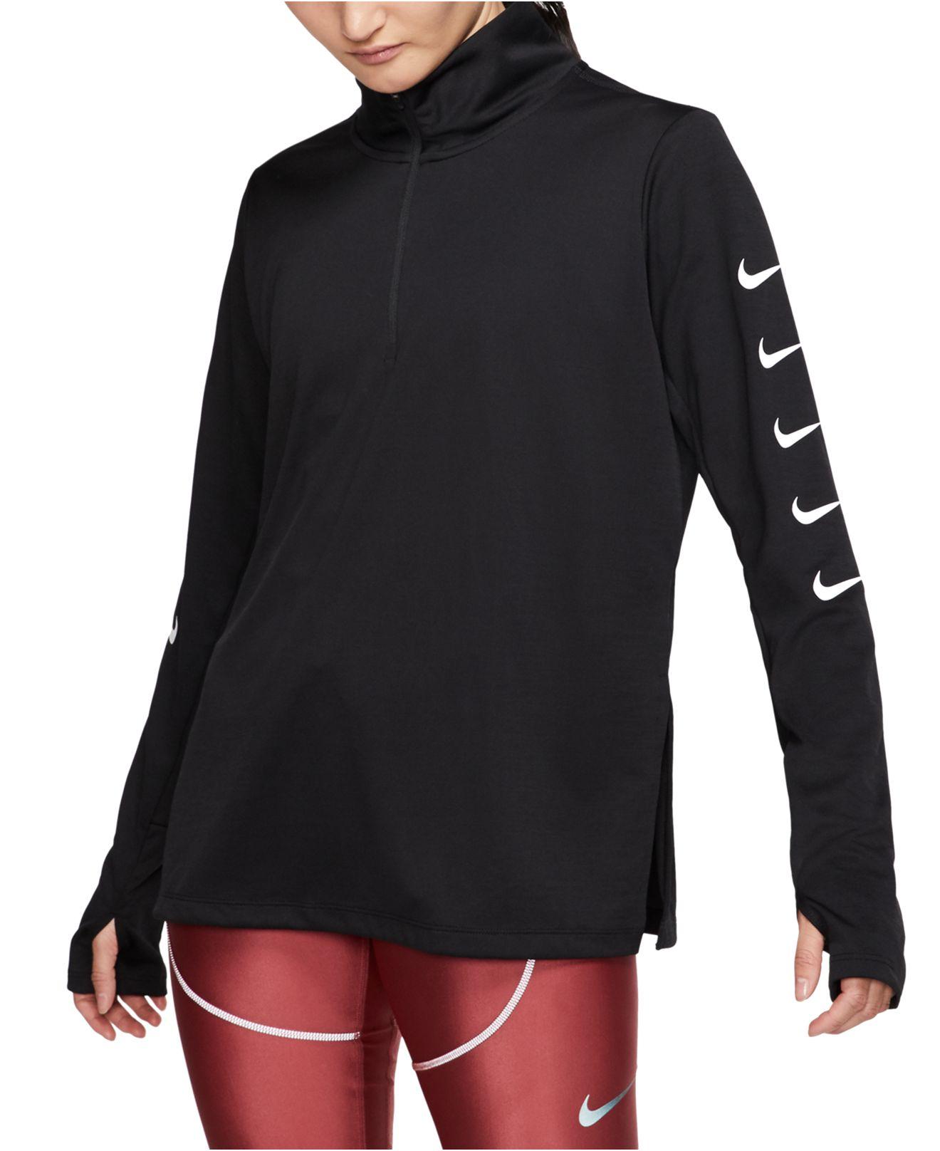 nike running swoosh half zip mid layer top in volt