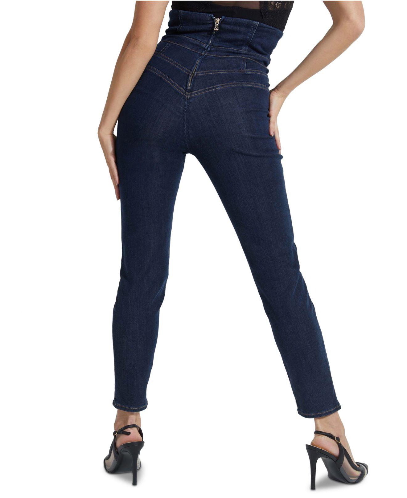 Guess Eco Gwen Super-high Rise Corset Jeans in Blue | Lyst