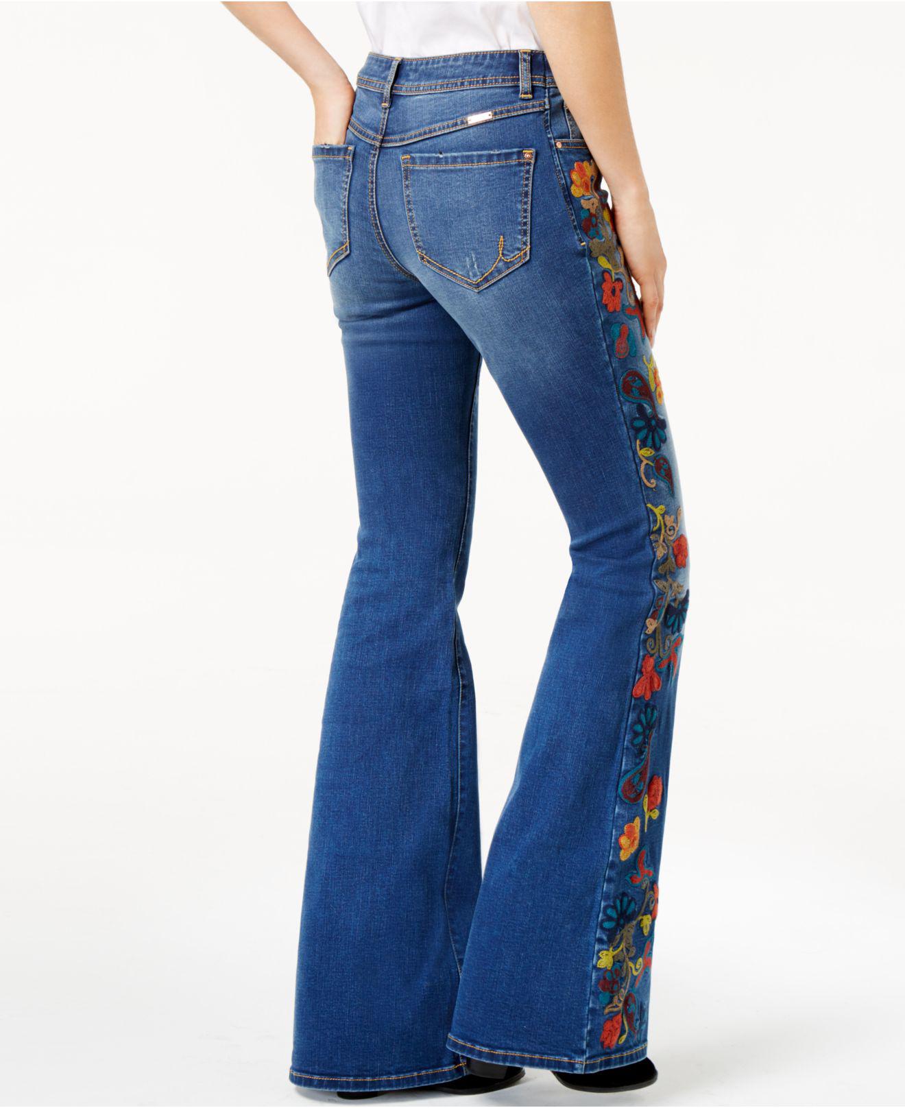 Embroidered Bootcut Jeans in Indigo 