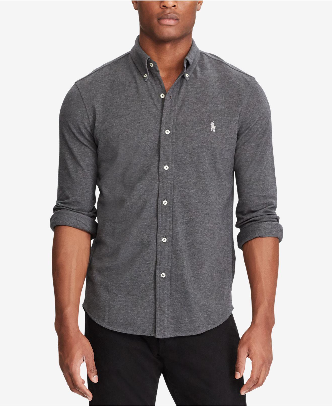 Classic Fit Cotton Mesh Shirt in Grey 