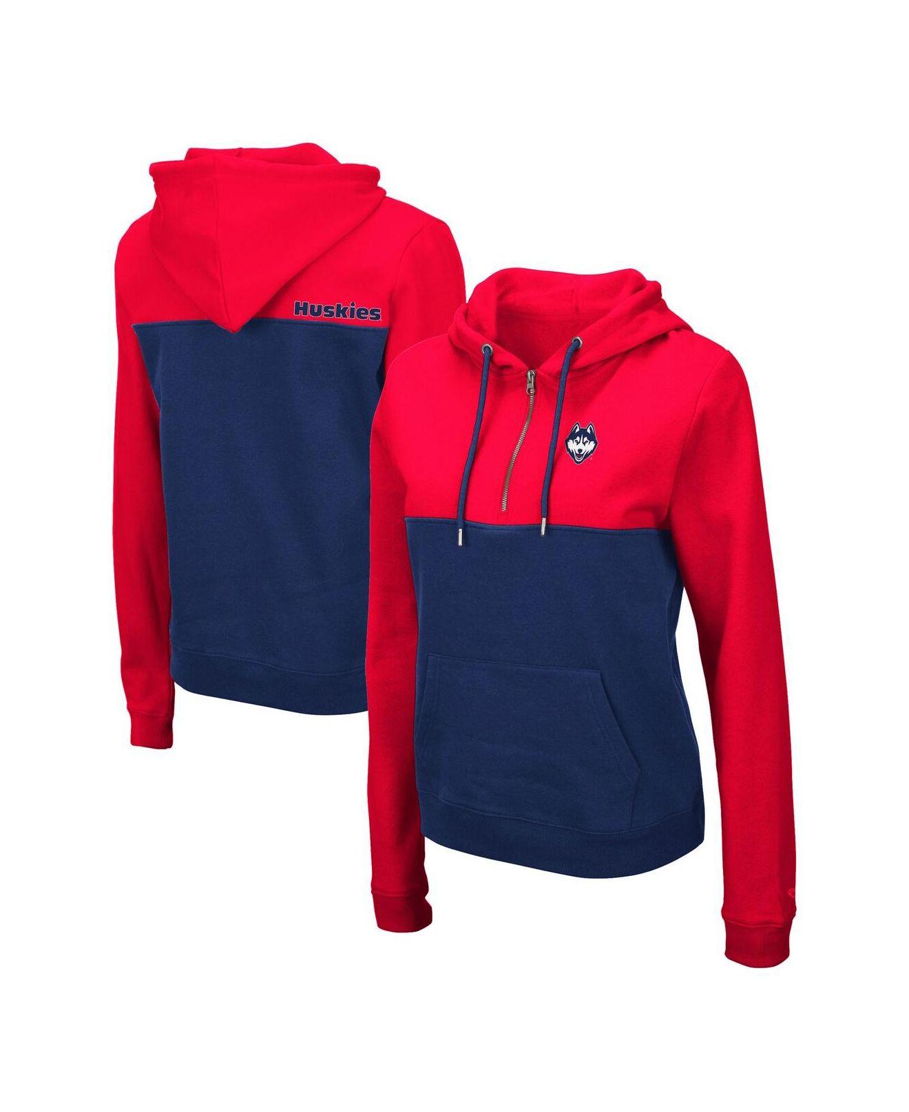 Colosseum Athletics Red And Navy Uconn Huskies Aidan Half-zip Hoodie | Lyst