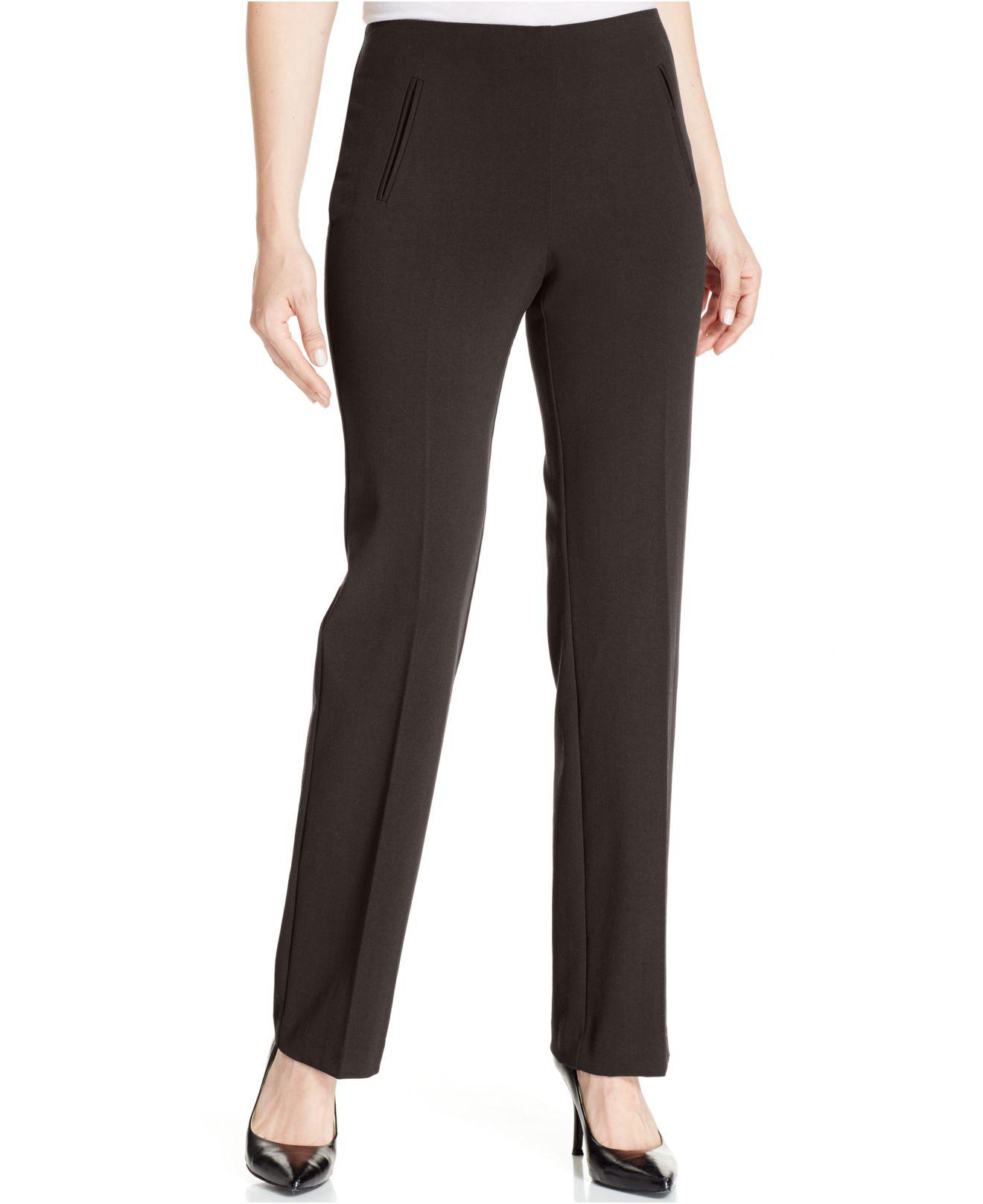 Style & Co. Tummy-control Pull-on Pants in Brown | Lyst