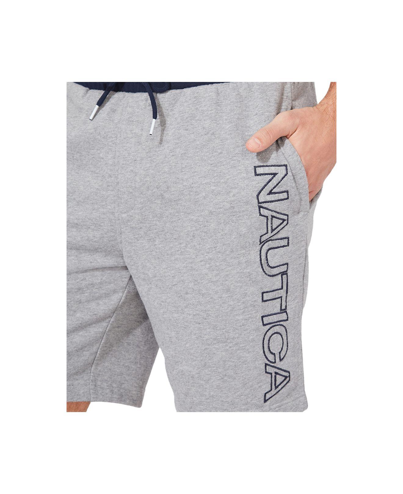 Nautica Elastic Drawstring Fleece Knit Logo Shorts in Gray for Men | Lyst