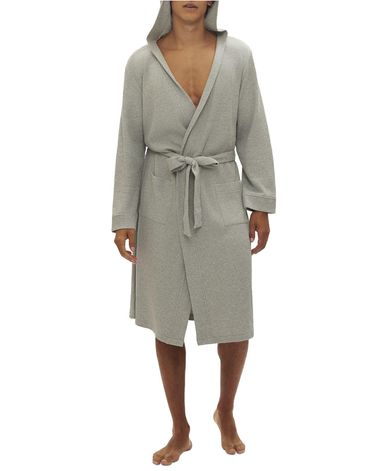 Gap Hooded Waffle-knit Robe in Gray for Men | Lyst