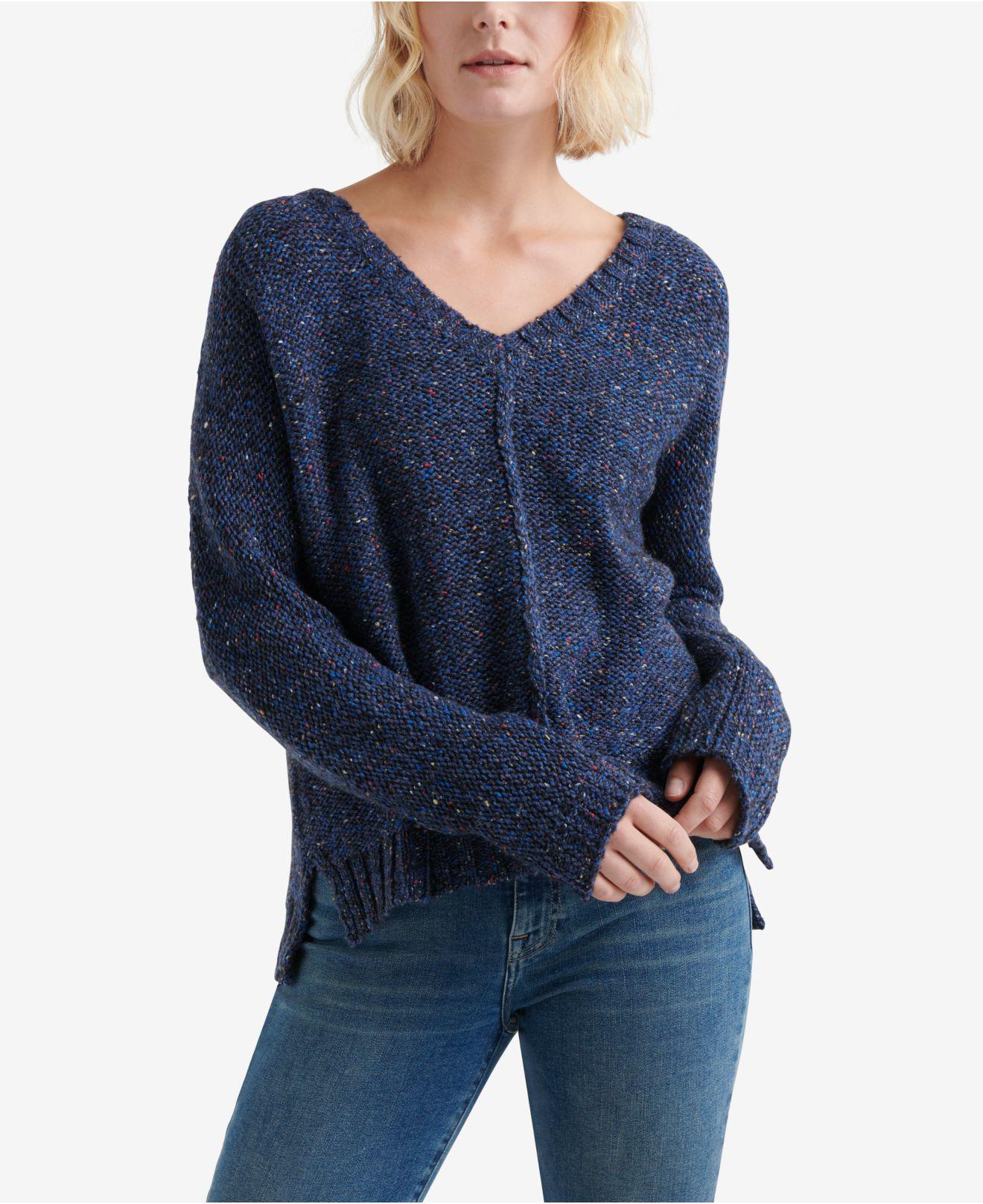 lucky brand v neck tunic sweater