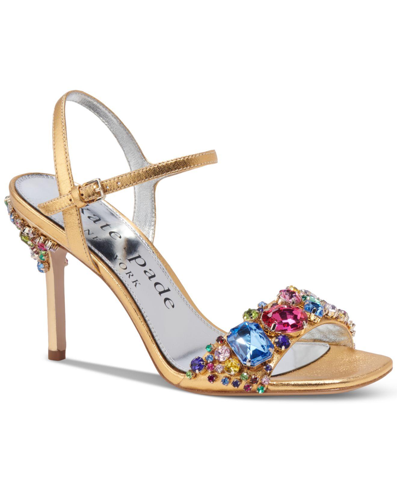 Kate Spade Treasure Embellished Ankle-strap Dress Sandals in Metallic ...