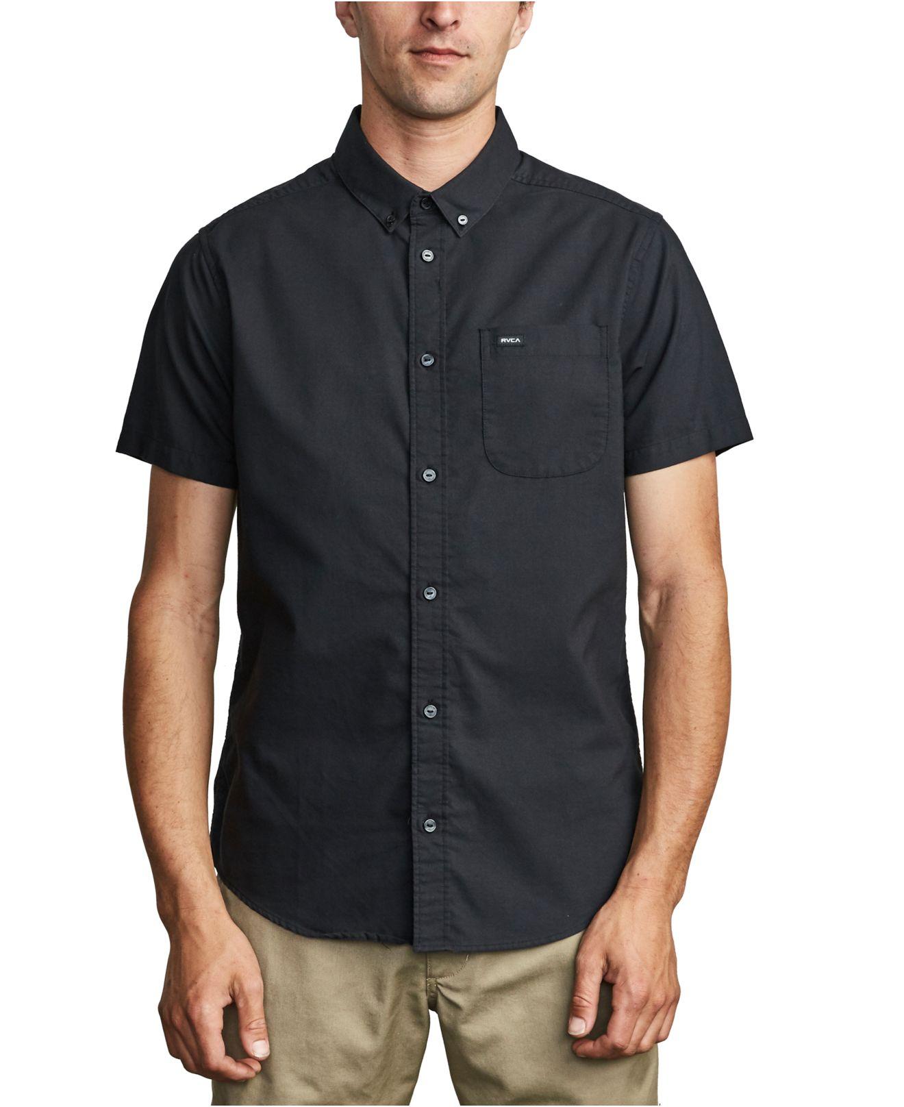 RVCA Cotton Slim-fit That'll Do Stretch Short Sleeve Shirt in Black for Men - Lyst