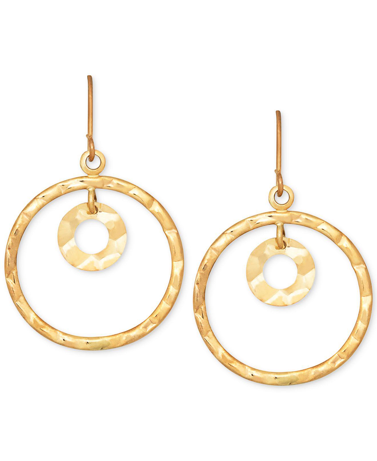 Macy's Hammered-look Circle Drop Earrings In 10k Gold in Metallic - Lyst