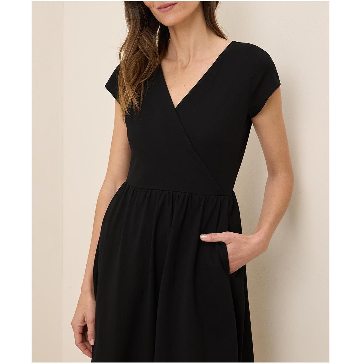 Pact Organic Cotton Fit & Flare Crossover Dress in Black | Lyst Pact Organic Cotton Fit & Flare Crossover Dress in Black | Lyst