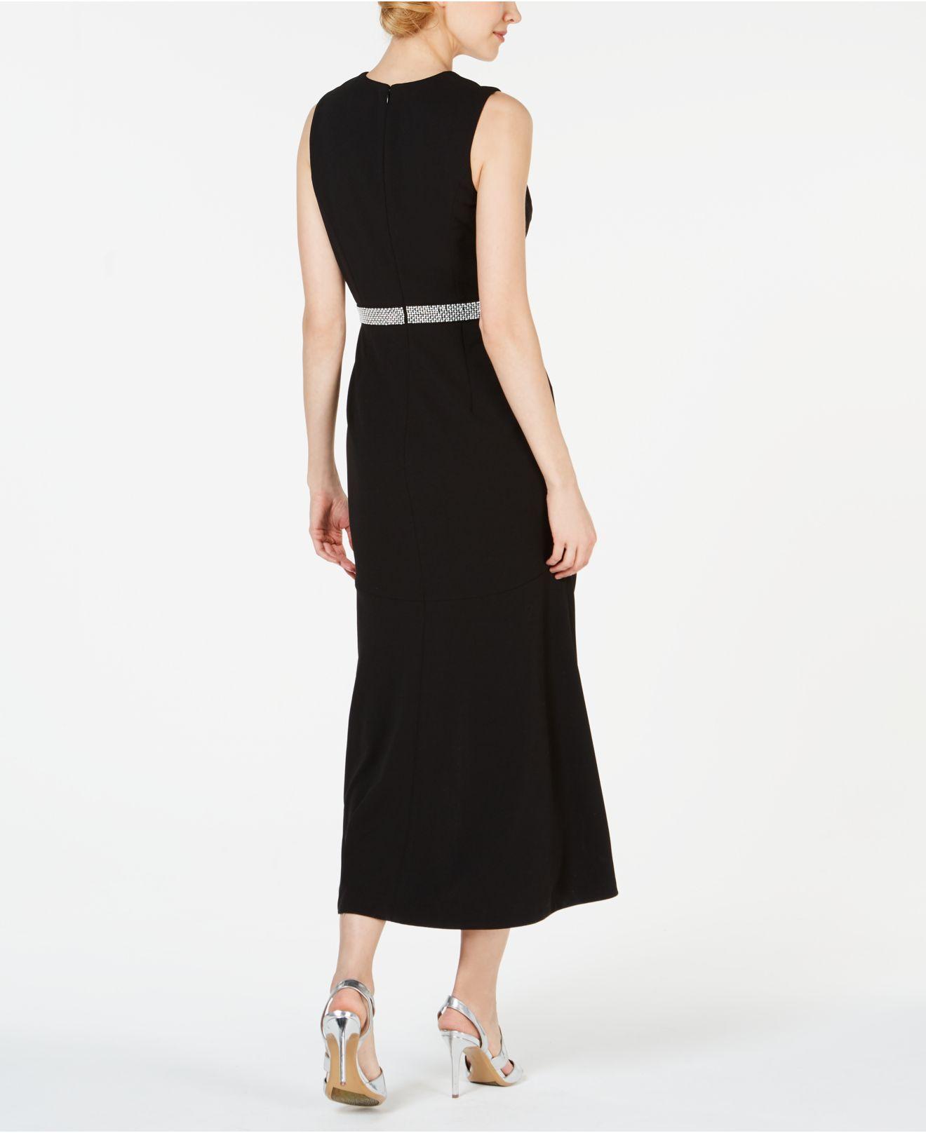 calvin klein rhinestone surplice gown