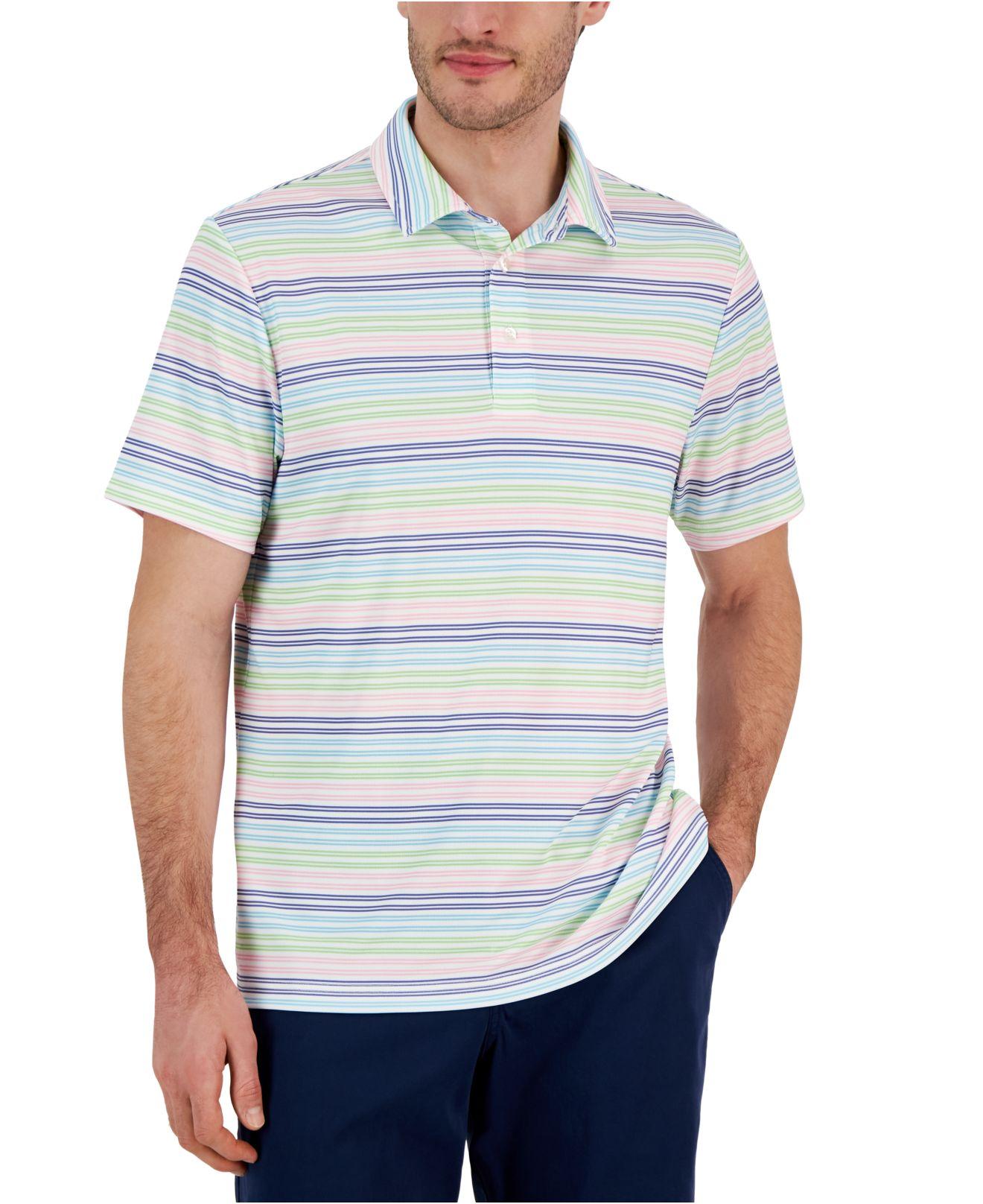 Club Room Rainbow Stripe Short-sleeve Tech Polo Shirt, Created For Macy's  in Blue for Men | Lyst