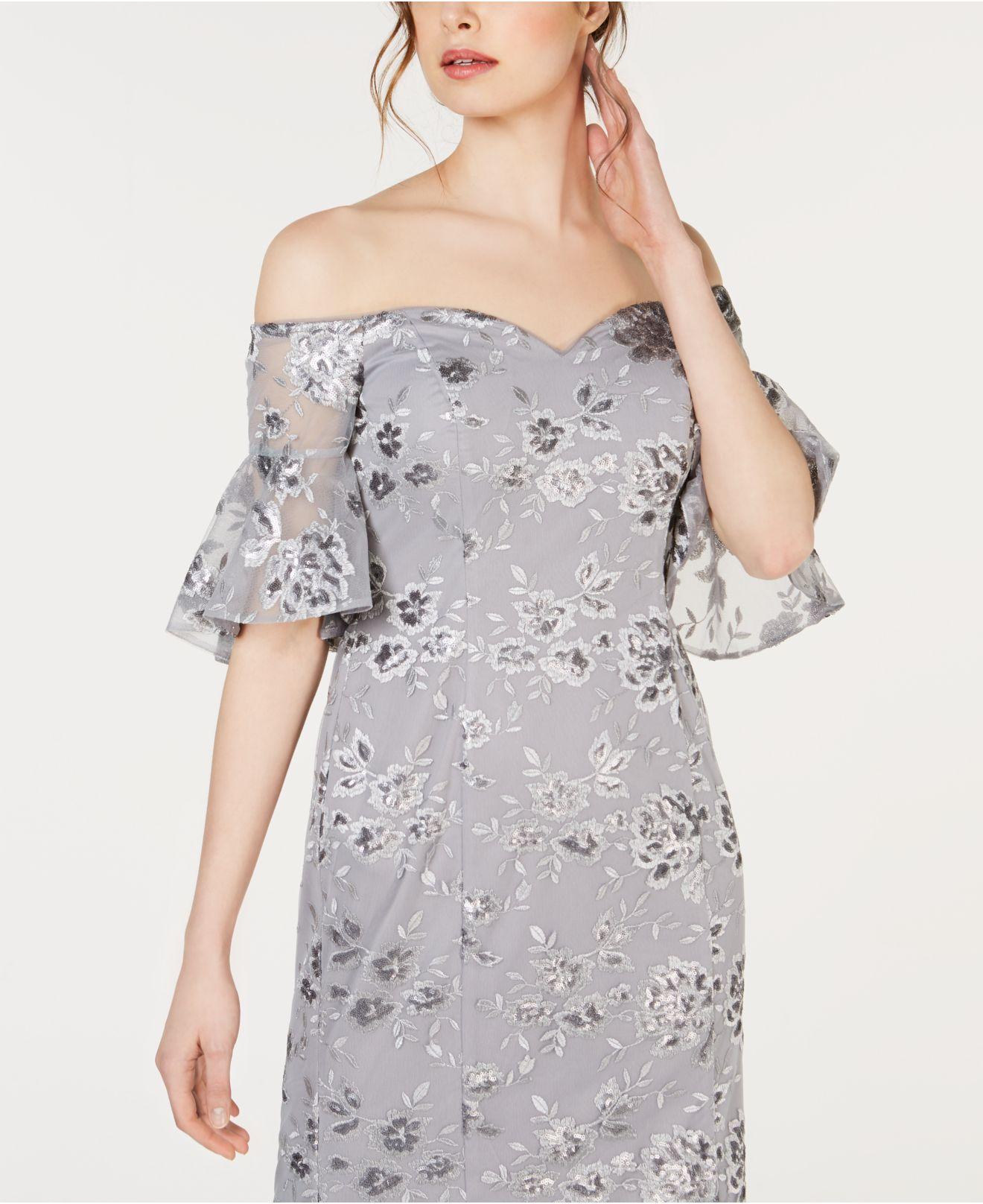 calvin klein off the shoulder gown