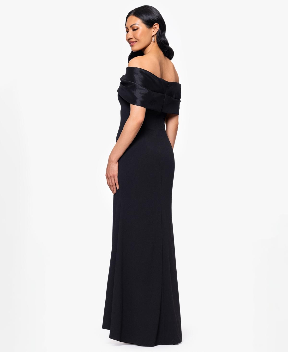 betsy adam black dress macy's Strapless Long Black Lace Prom Dress with Ruffles PromGirl