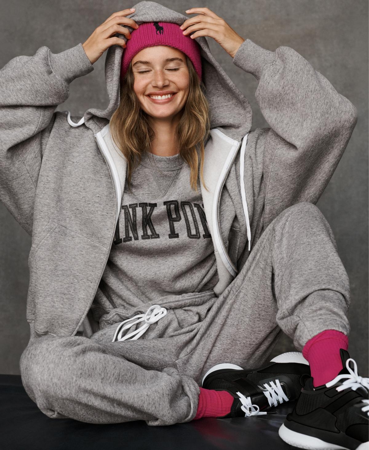 Polo Ralph Lauren Pink Pony Full-zip Hoodie in Gray | Lyst